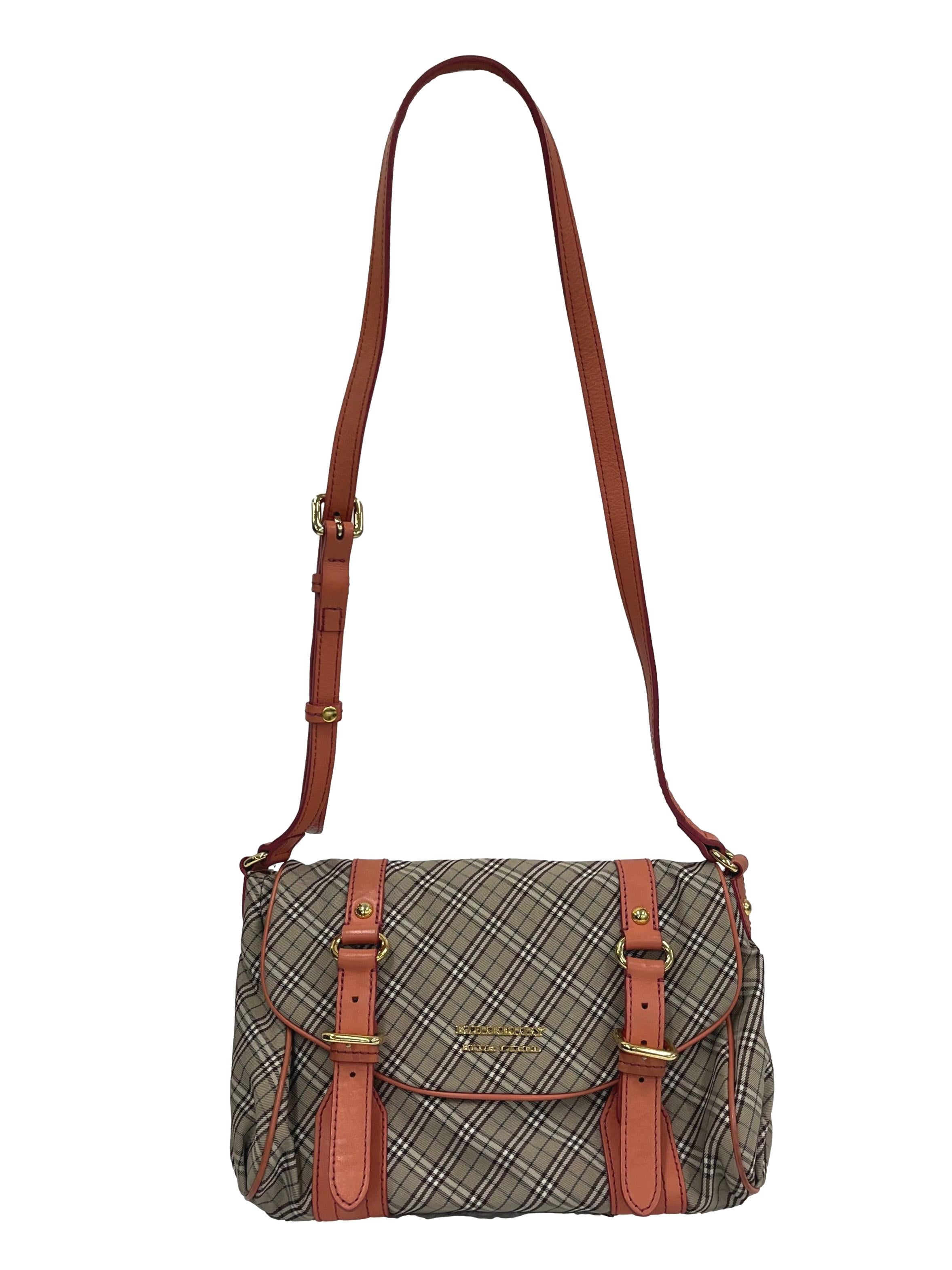 Brown Nova Check With Peach Detailing Crossbody Bag CSN