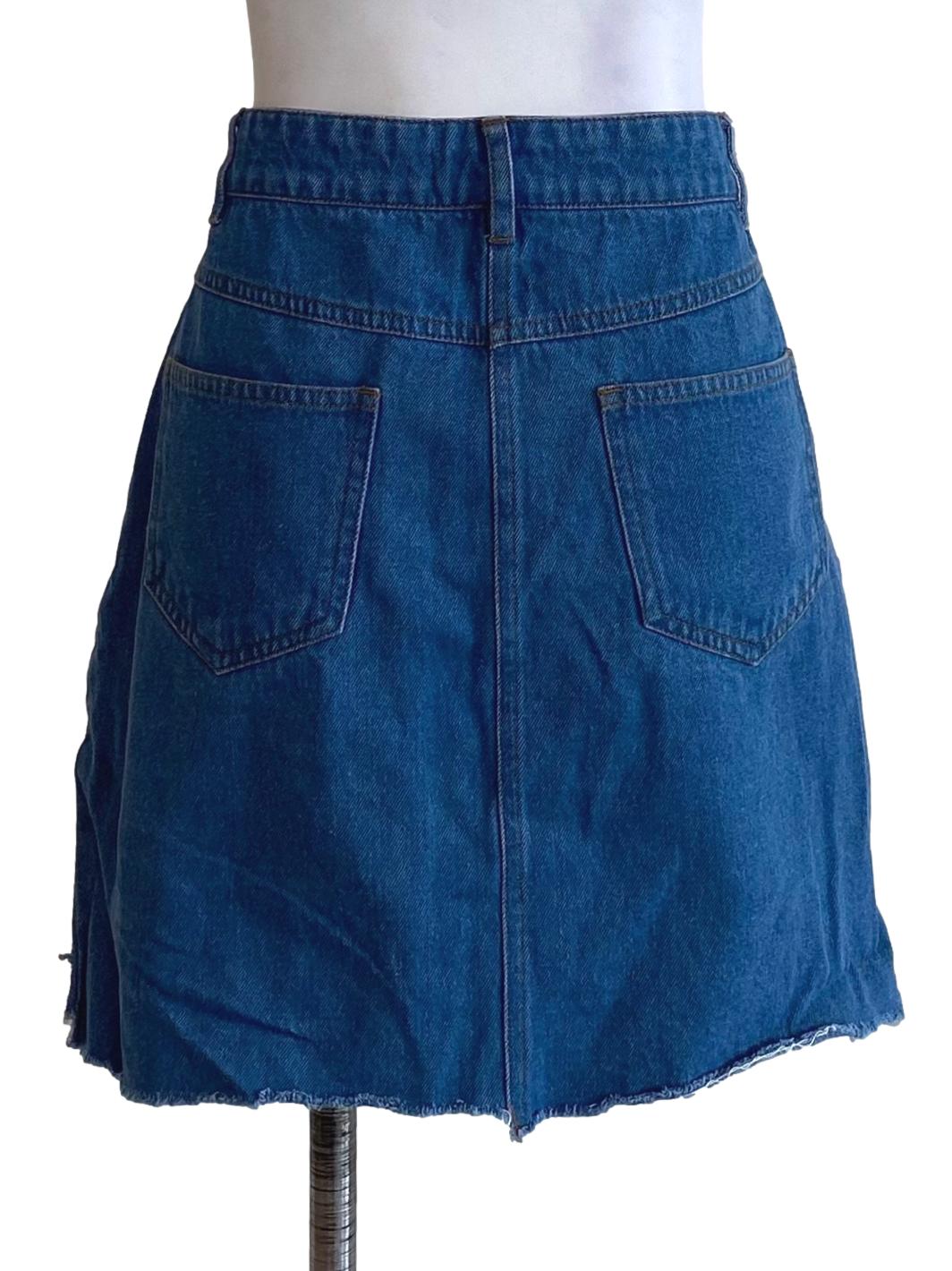 Denim Blue Ripped Mini Skirt