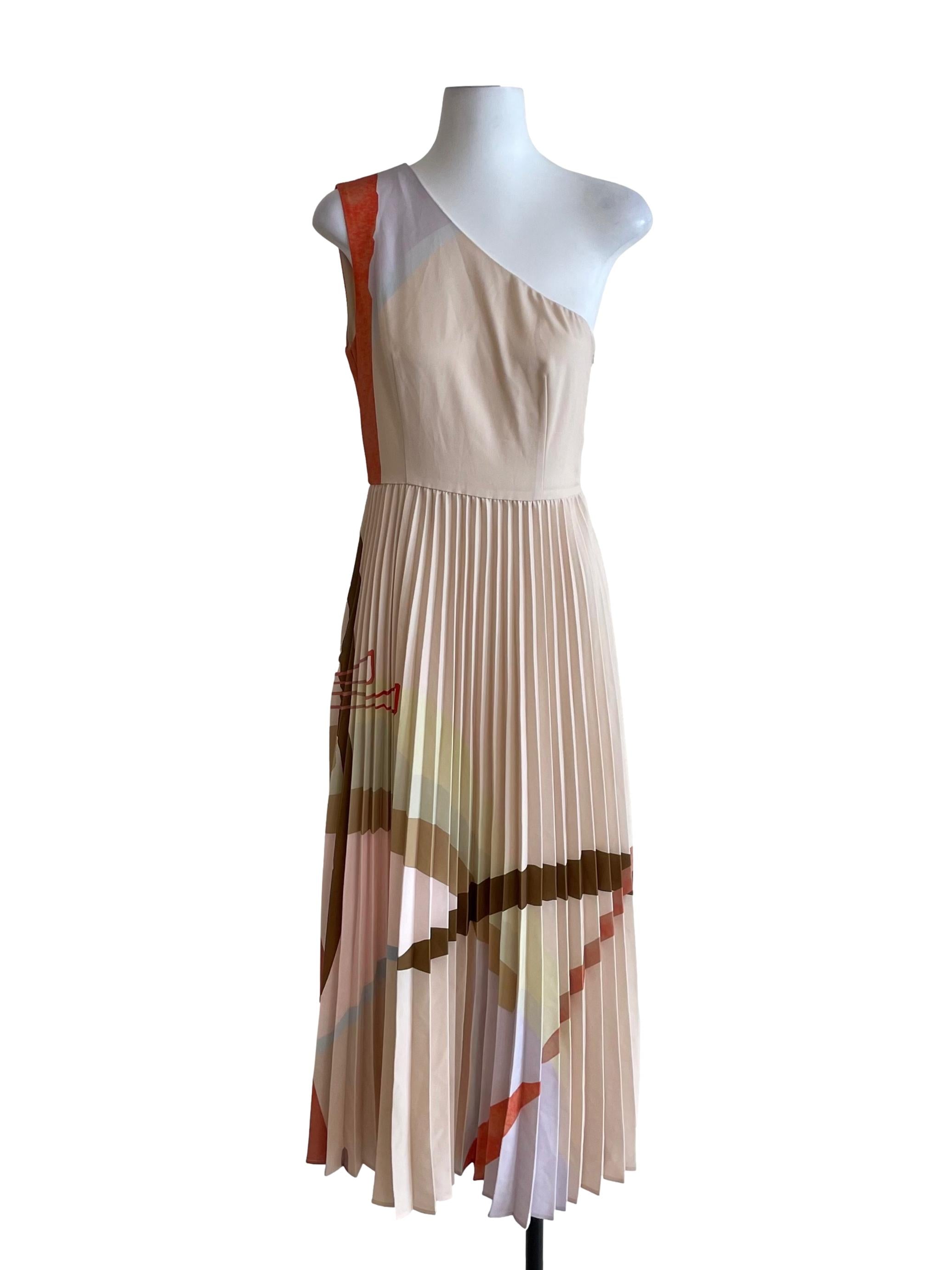 Mountains One-Shoulder Pleated Dress