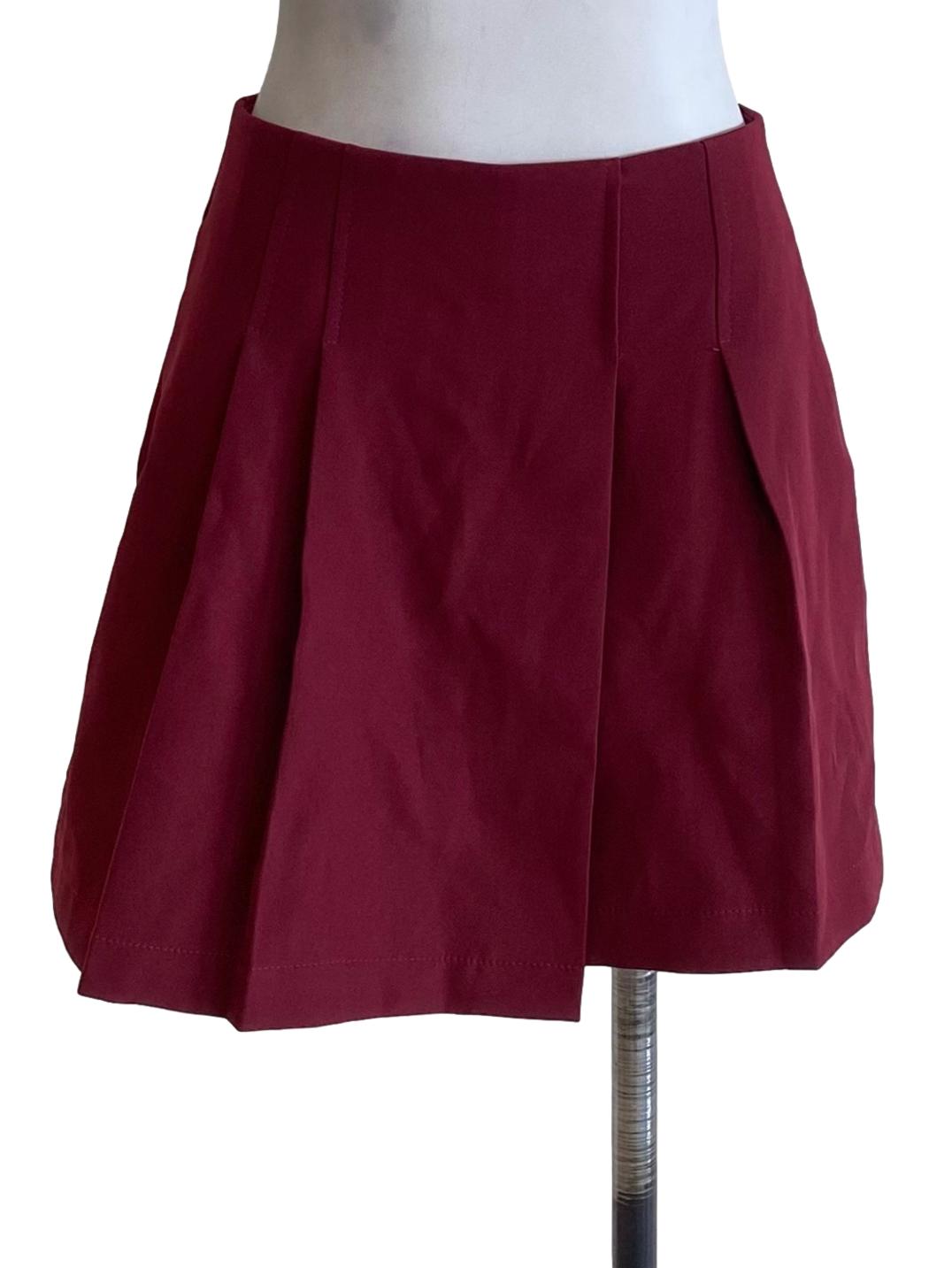 Scarlet Red Pleated Mini Skorts