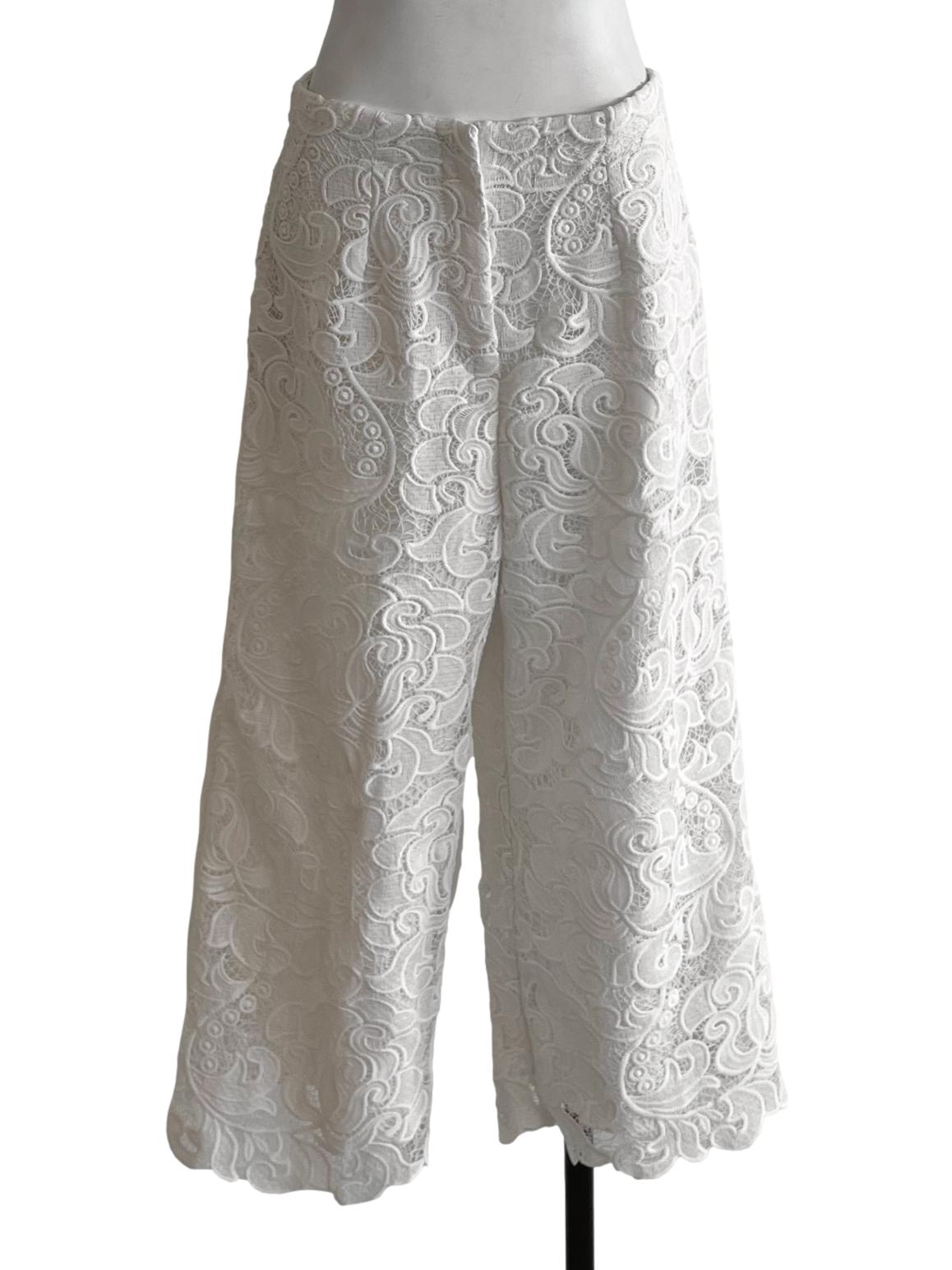 White Lace Straight Pants