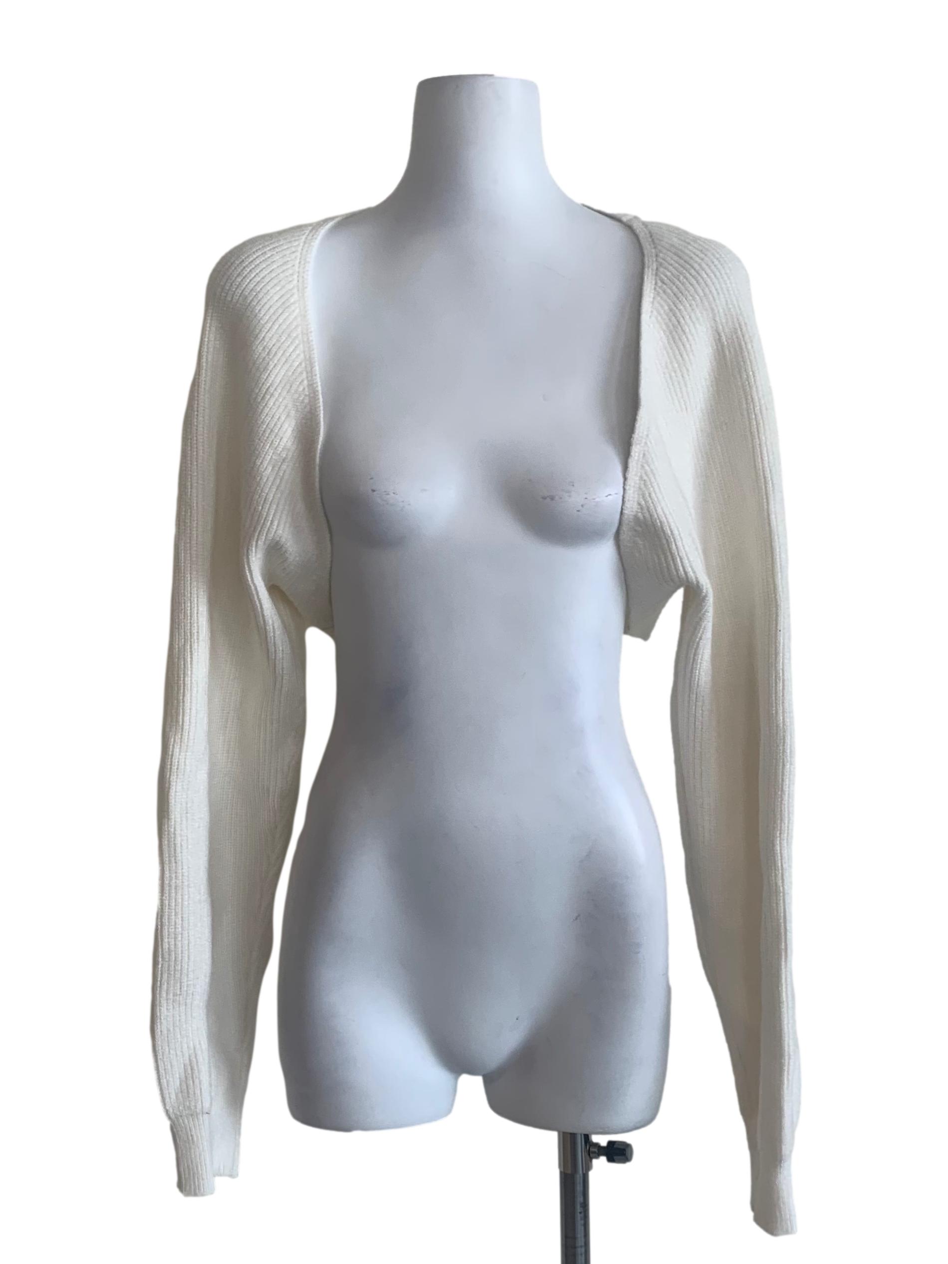 Powder White Knitted Bolero Cardigan