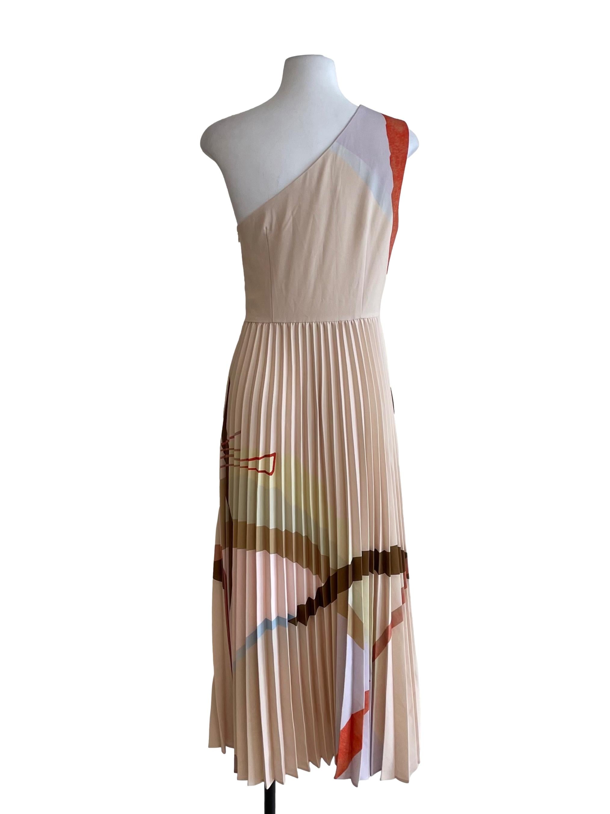 Mountains One-Shoulder Pleated Dress
