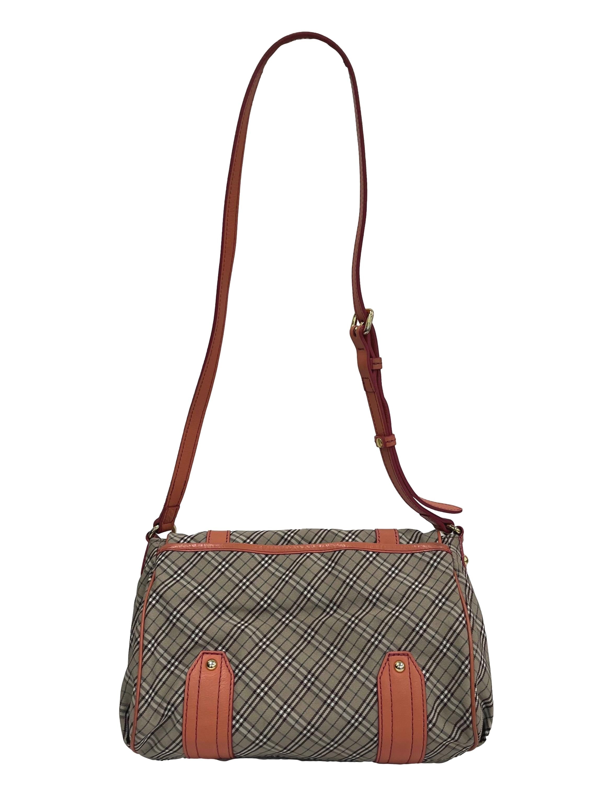Brown Nova Check With Peach Detailing Crossbody Bag CSN