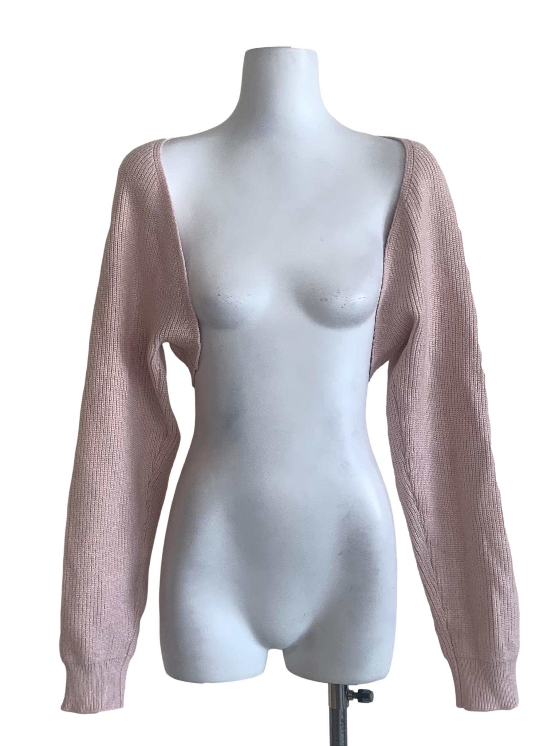 Crepe Pink Knitted Bolero Cardigan