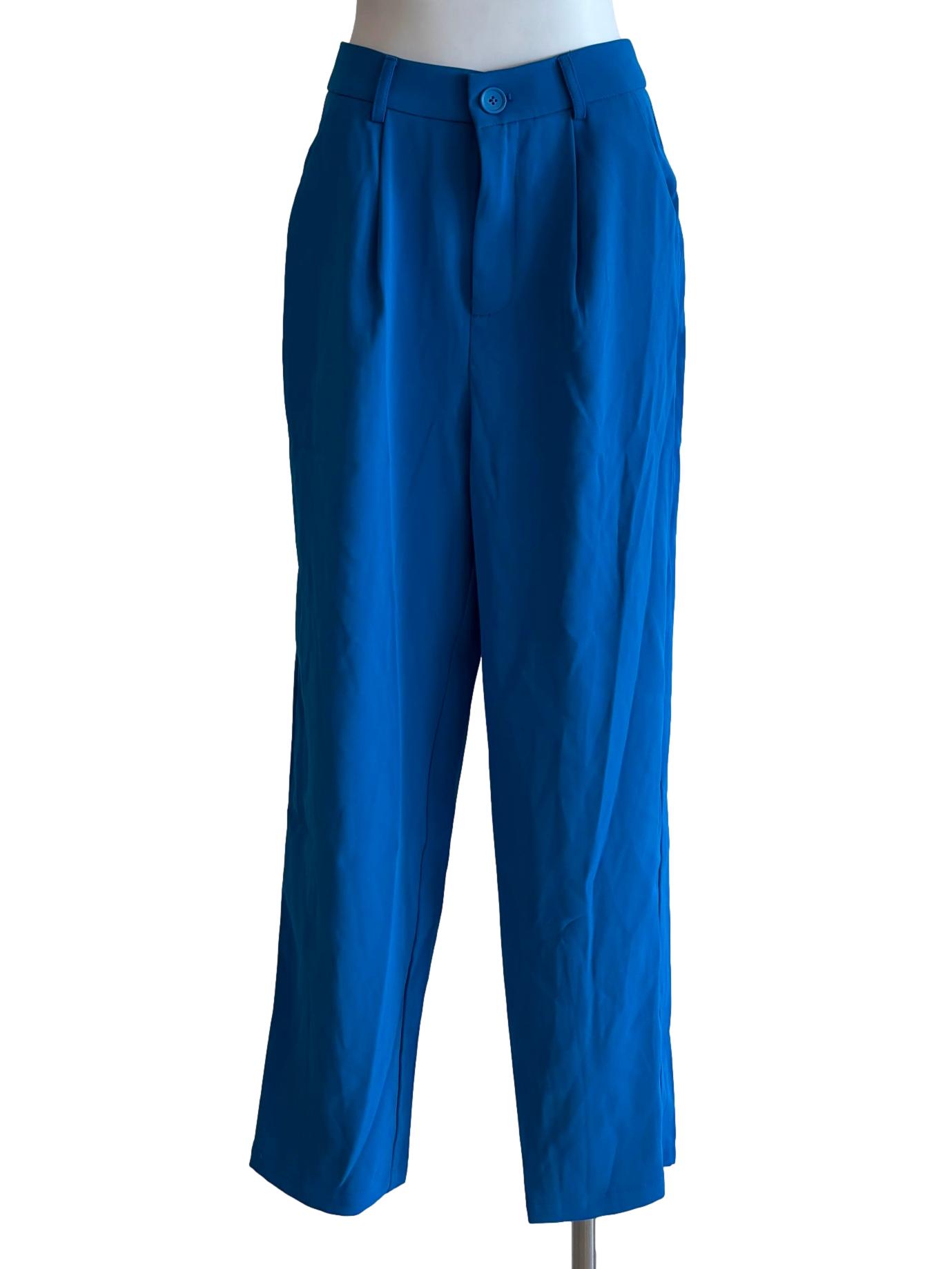 Azure Blue Slim Fit Pants