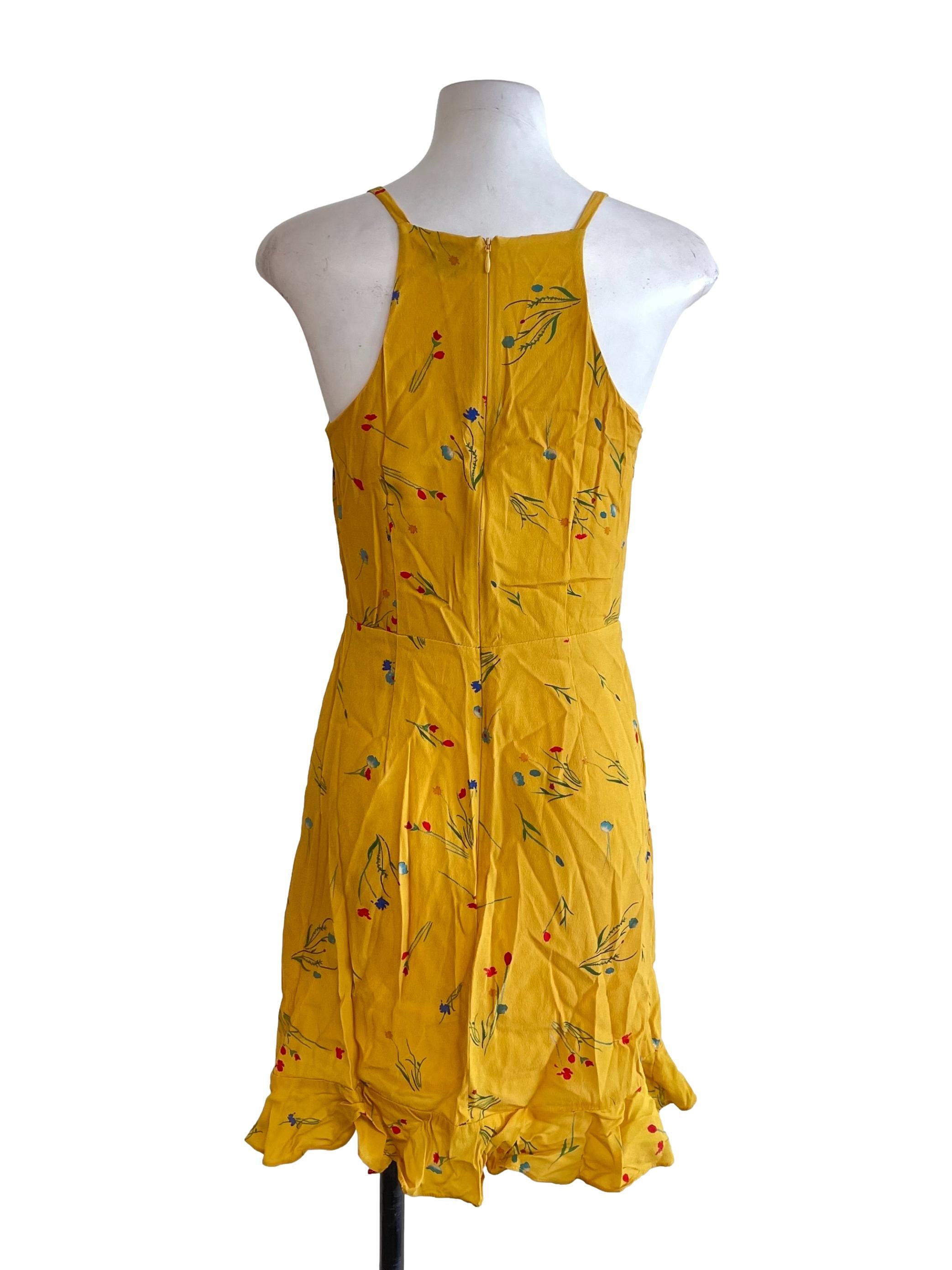 Yellow Floral Chiffon Dress