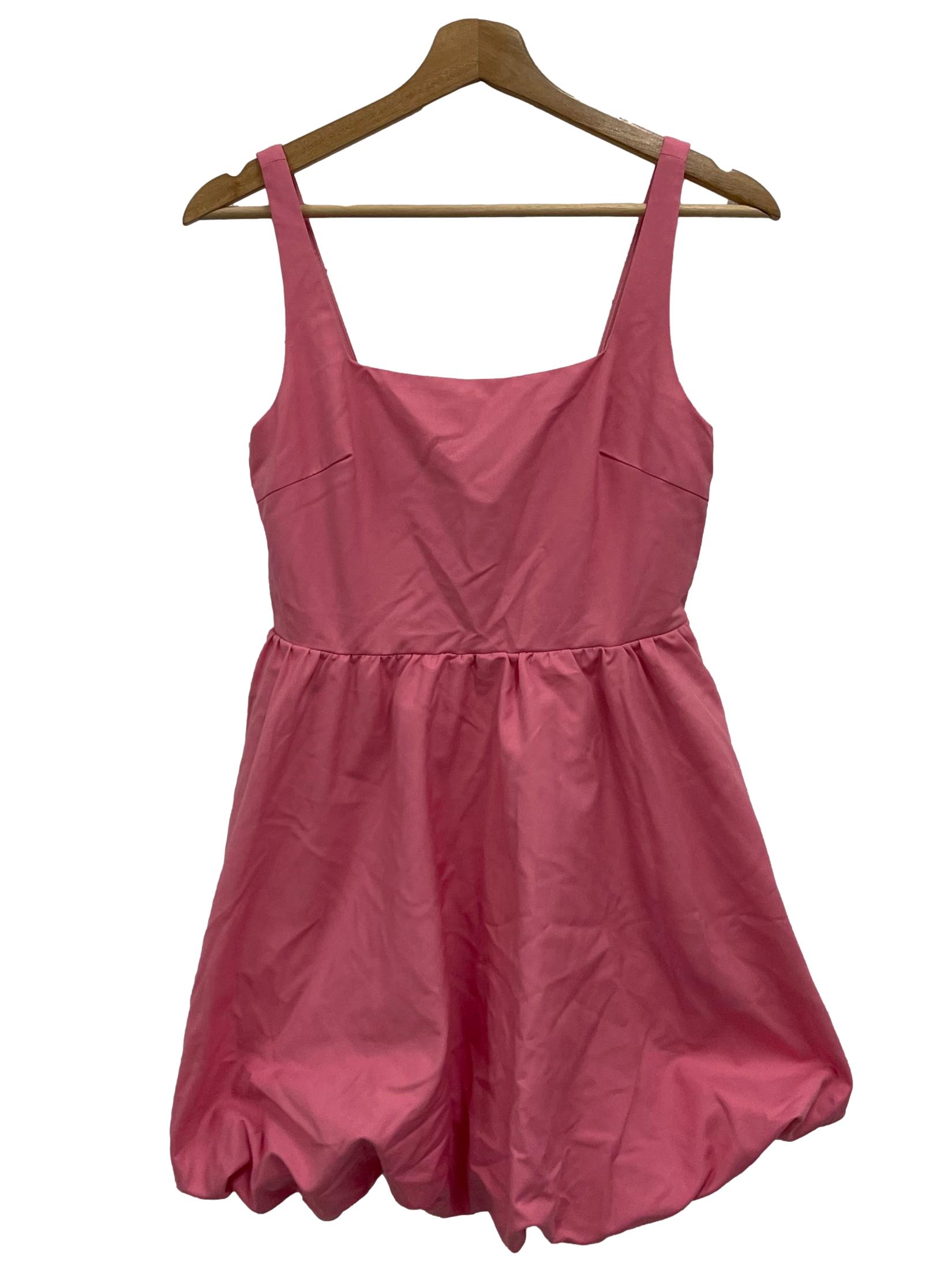 Ohvola Pink Square Neck Sleeveless Balloon Mini Dress