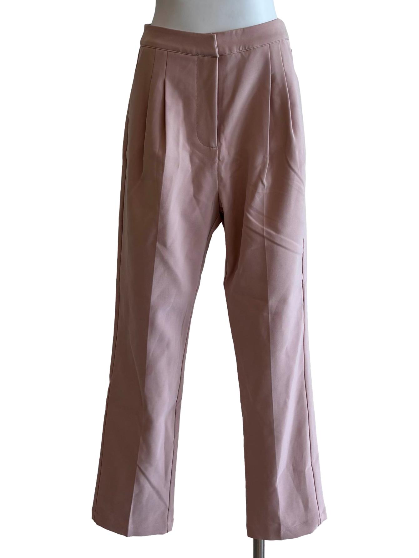 Nude Pink Slim Fit Pleat Pants