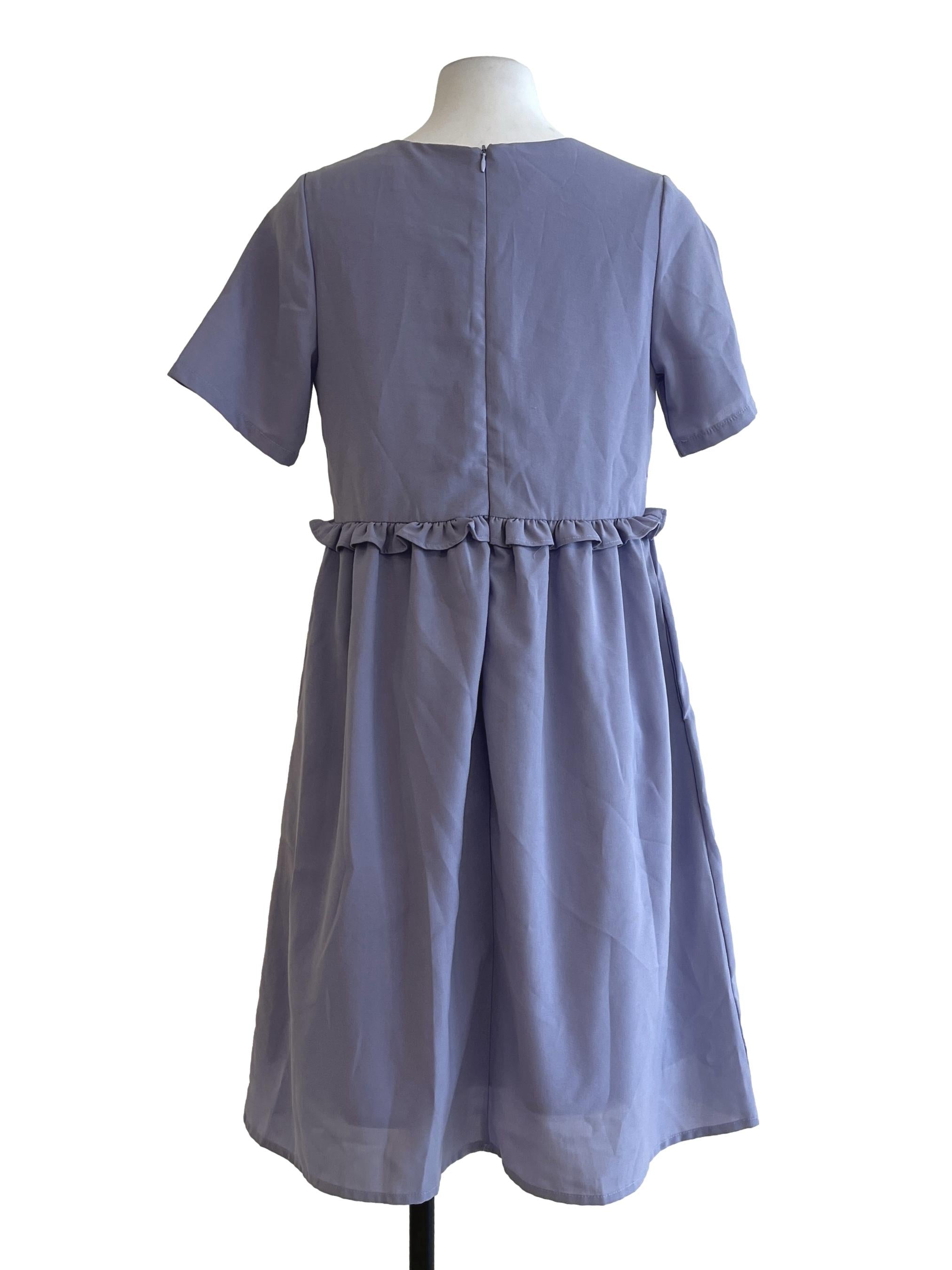 Lavender Purple V-Neck A-Line Dress