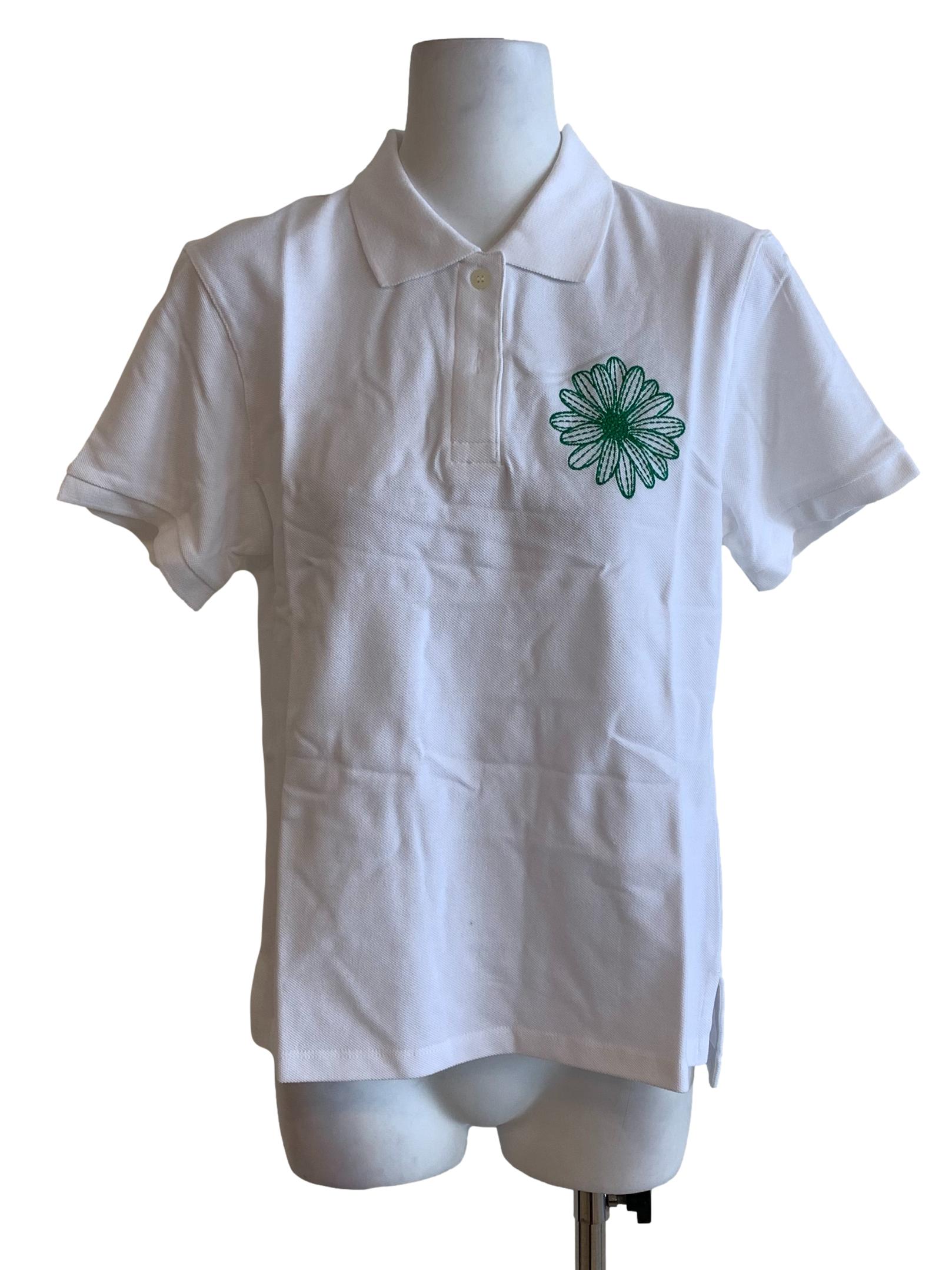 Daisy White Printed Polo Tee