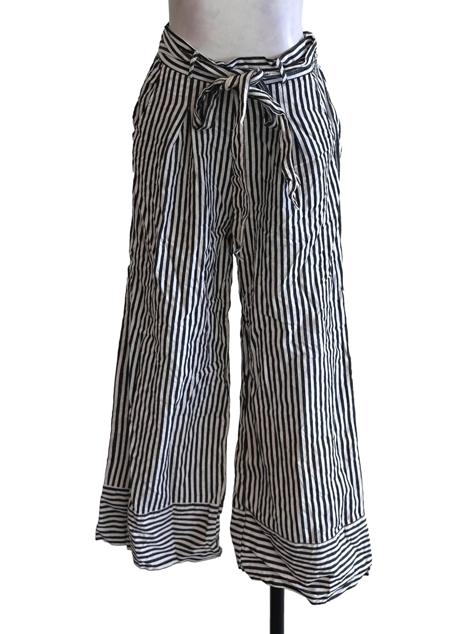 Black White Stripe Pattern Pants TEM