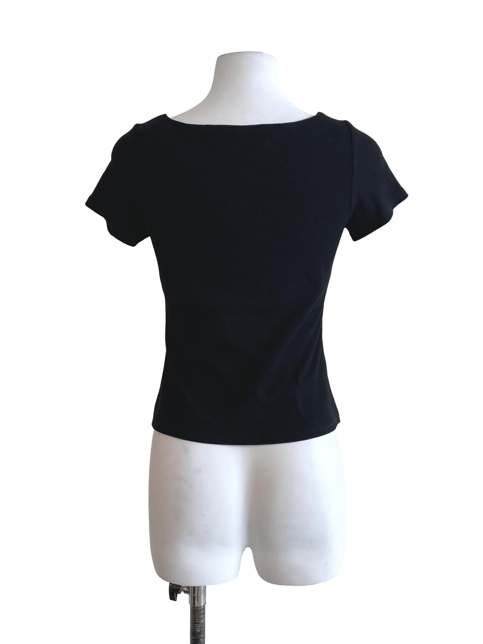 Black Square Neck Petite Top