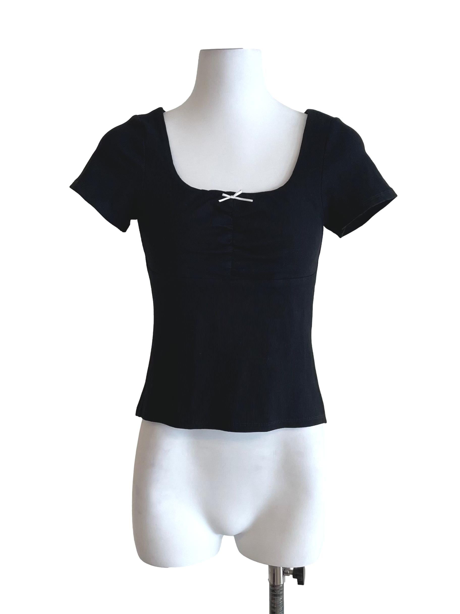 Black Square Neck Petite Top