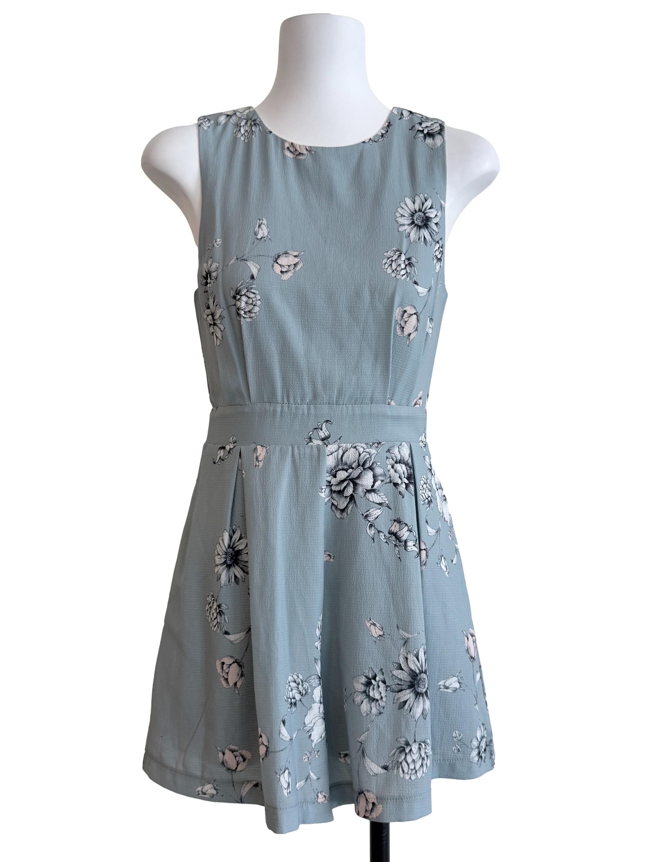 Sky Blue Floral Printed Romper