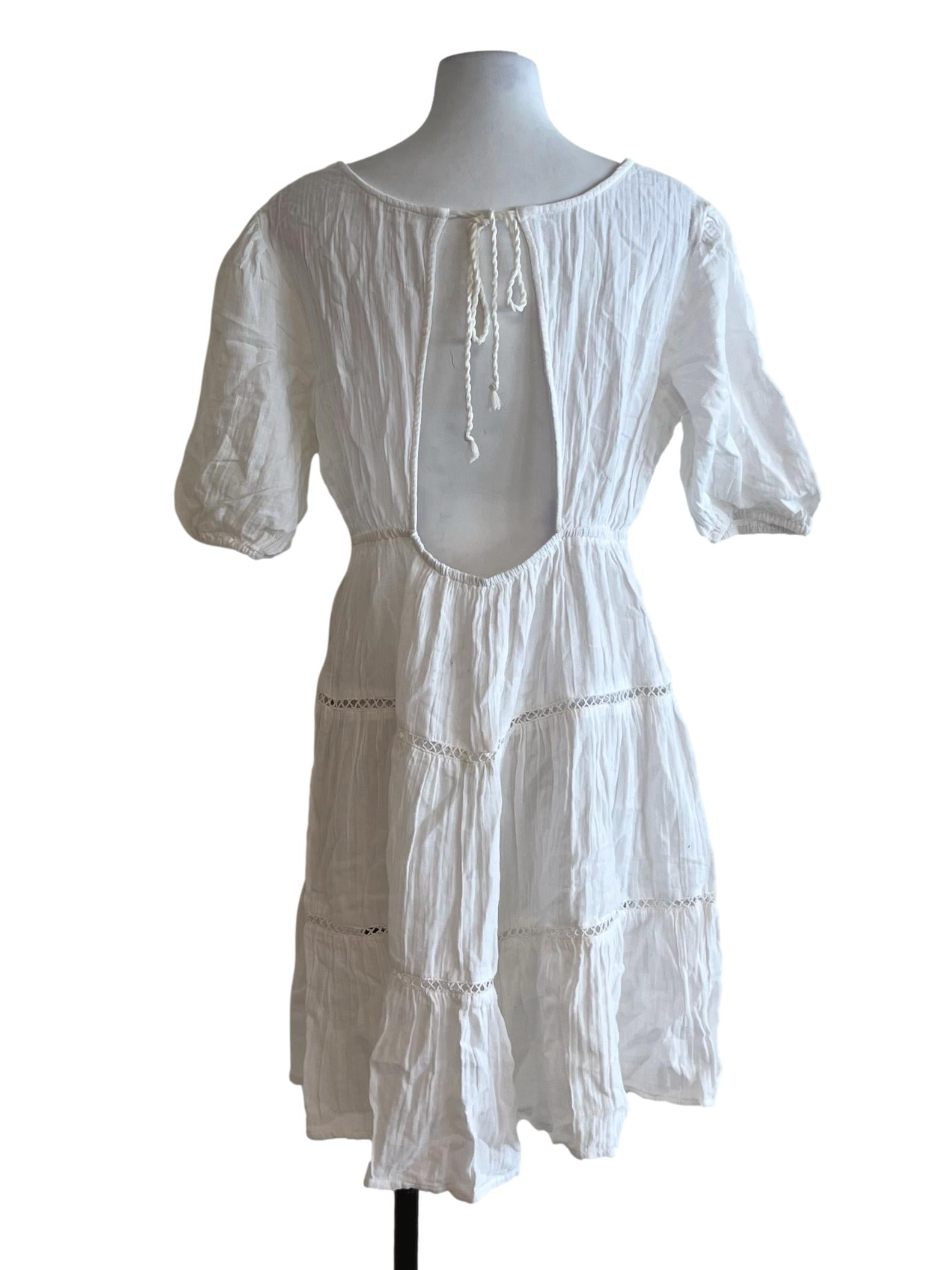 White V-Neckline Empire Dress