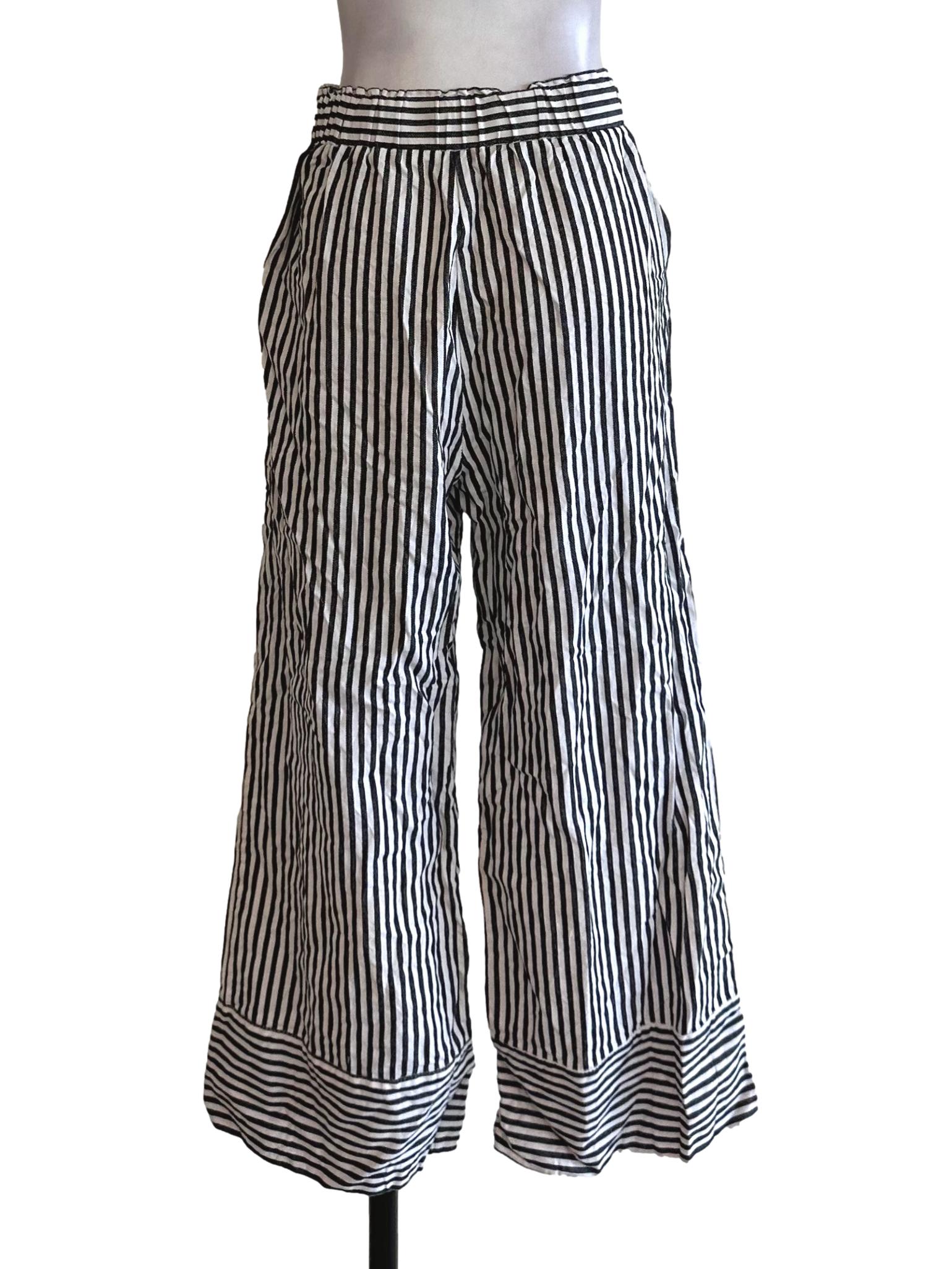 Black White Stripe Pattern Pants TEM
