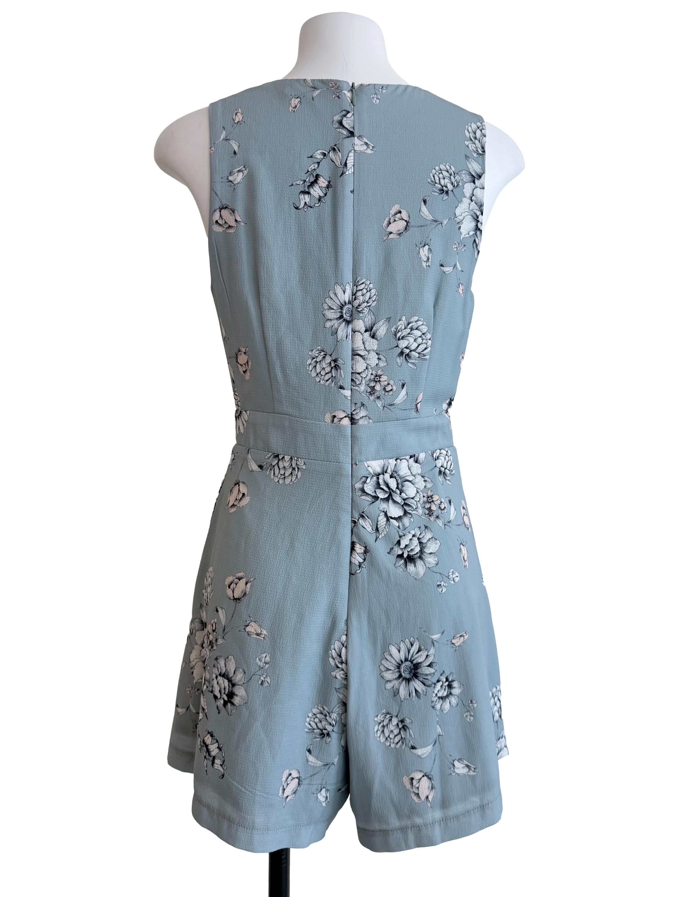 Sky Blue Floral Printed Romper