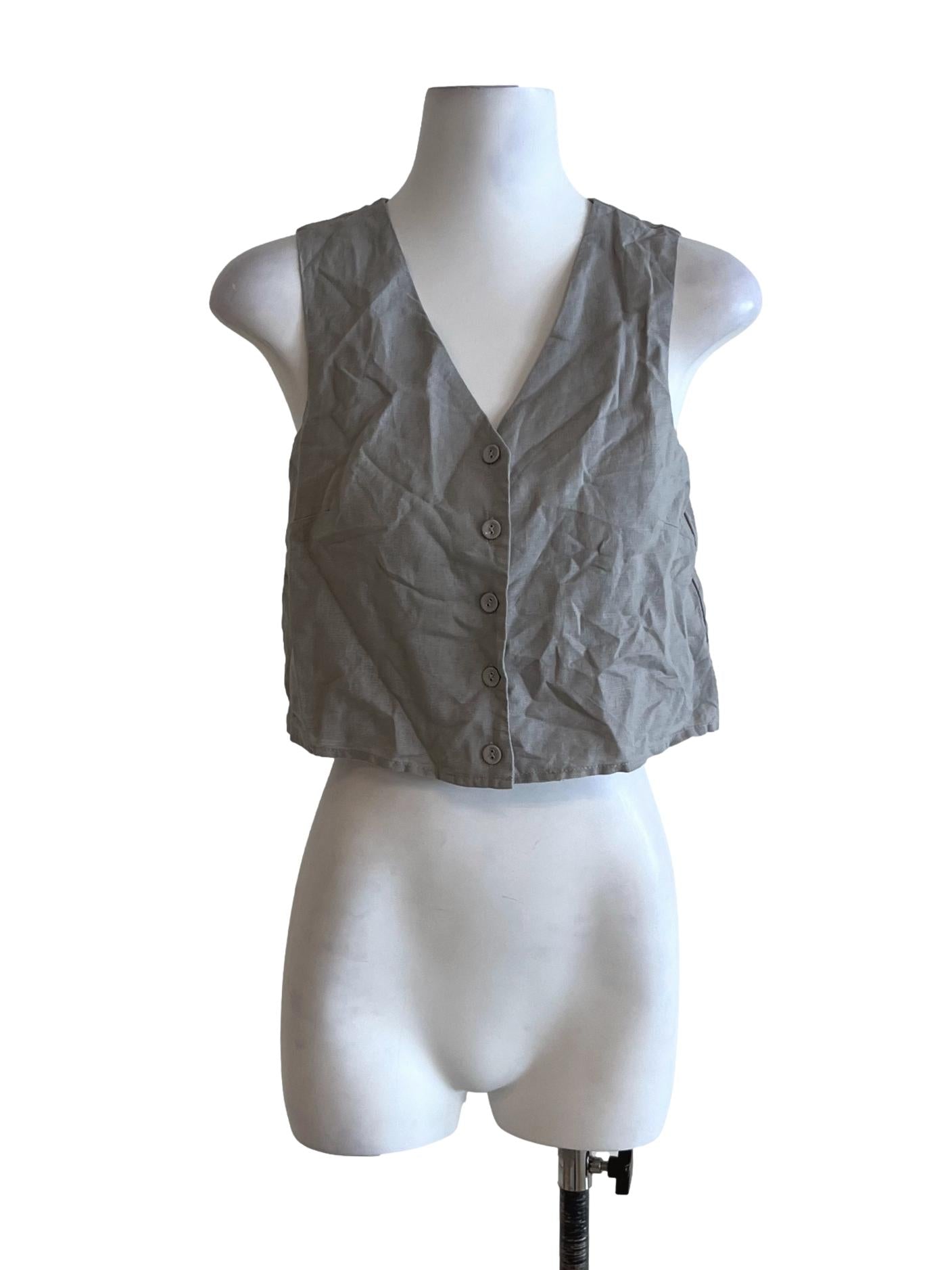 Dusty Blue Crop Vest