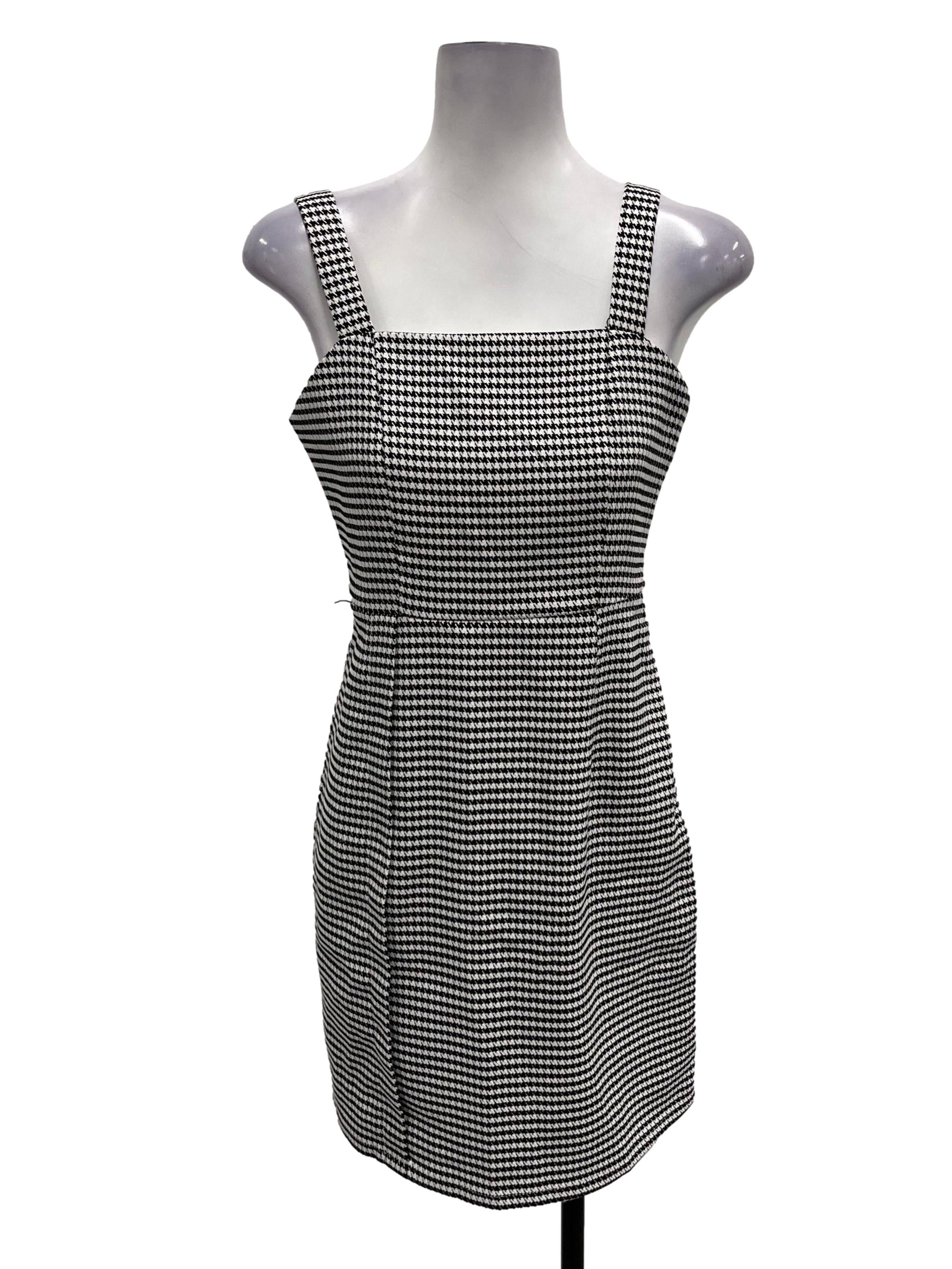 LBR Black Gingham Across Neck Sleeveless Mini Dress
