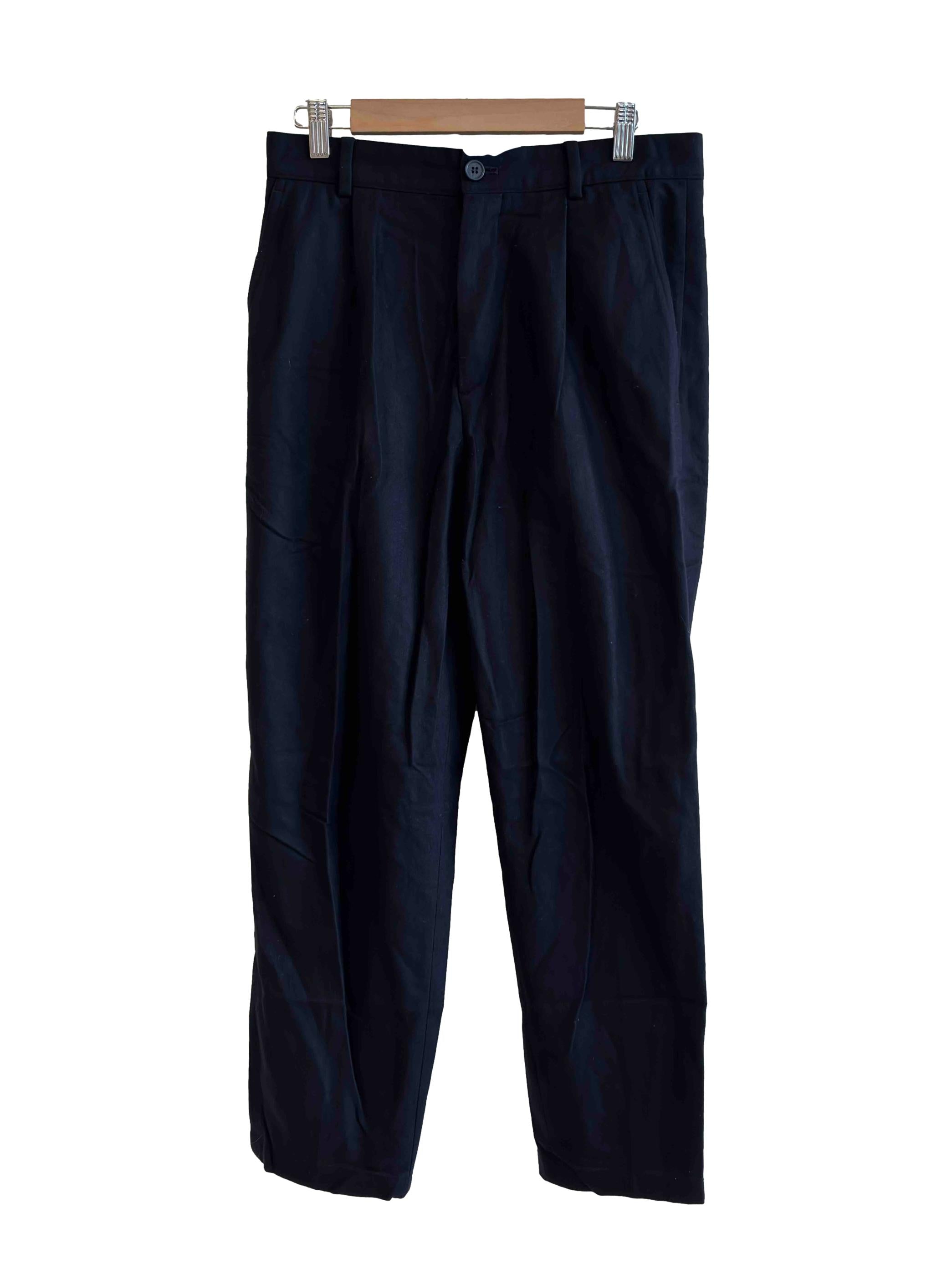 Navy Blue Pleated Pant