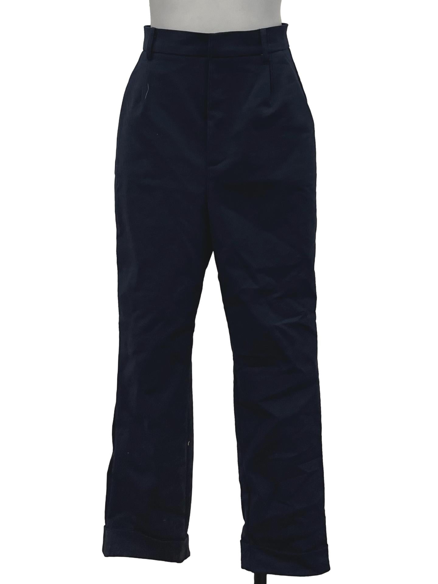 Navy Blue Button Trousers