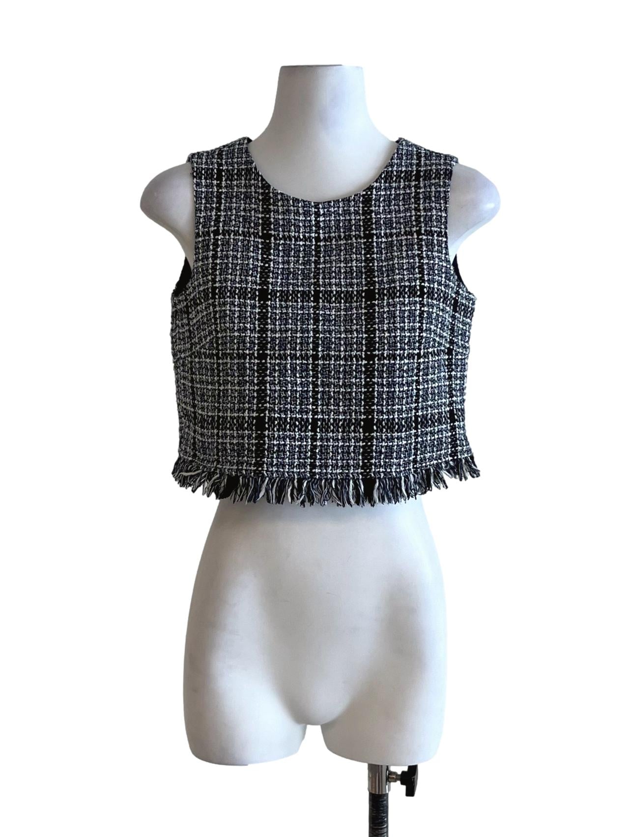 Navy Blue Tartan Sleeveless Top
