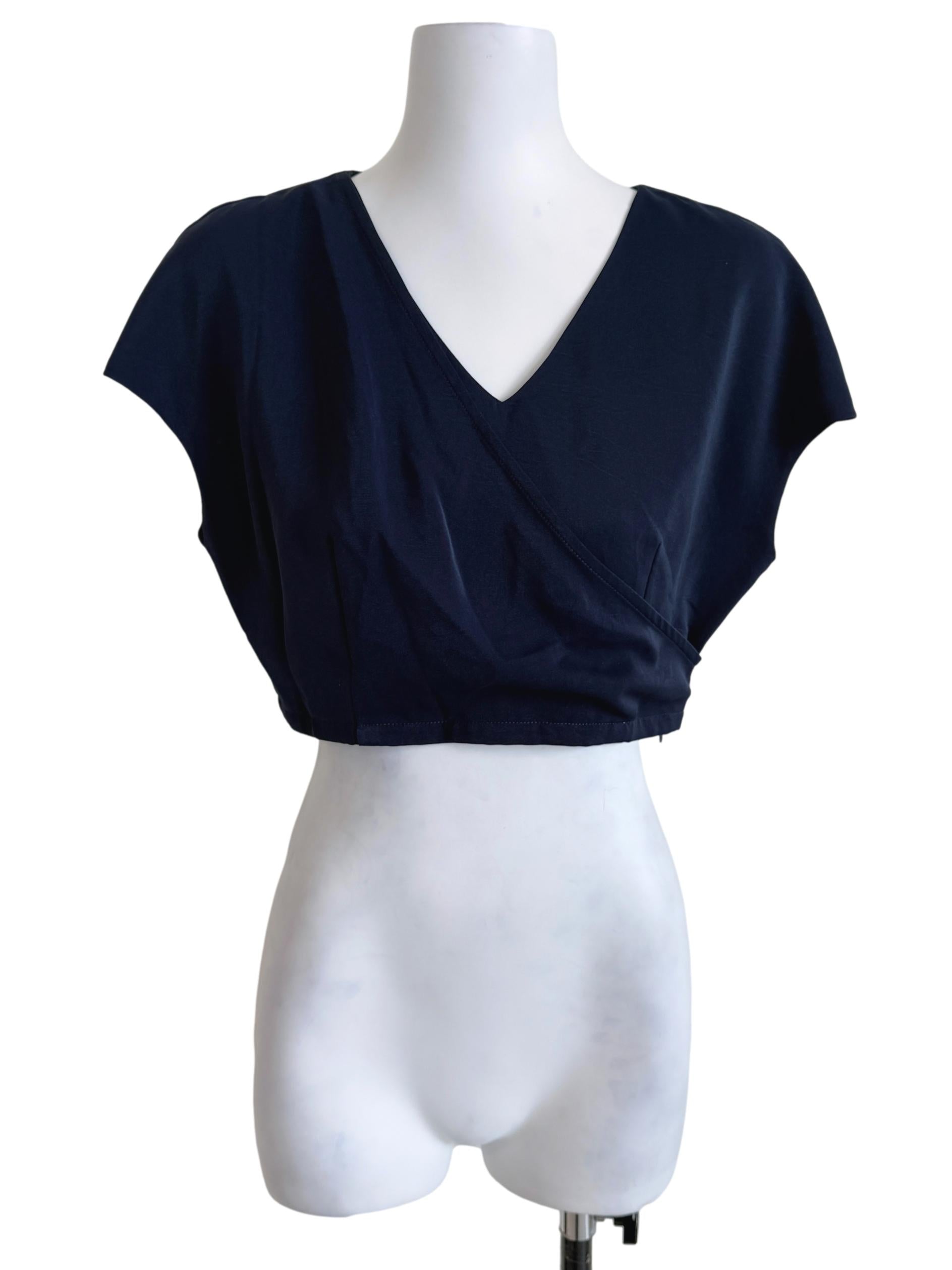 Indigo Blue V-Neck Crop Top