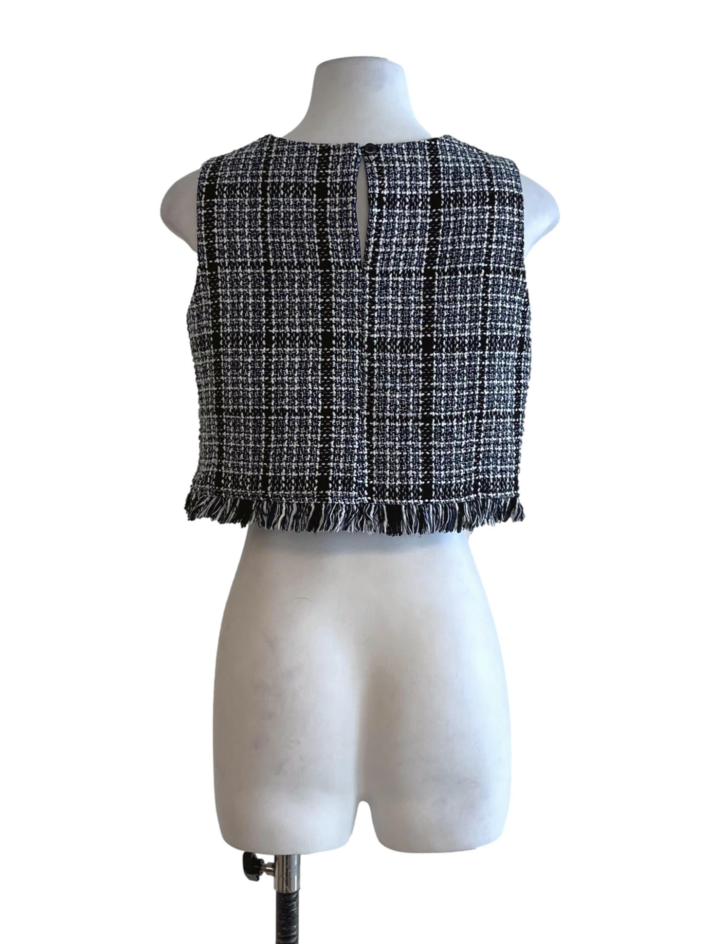 Navy Blue Tartan Sleeveless Top
