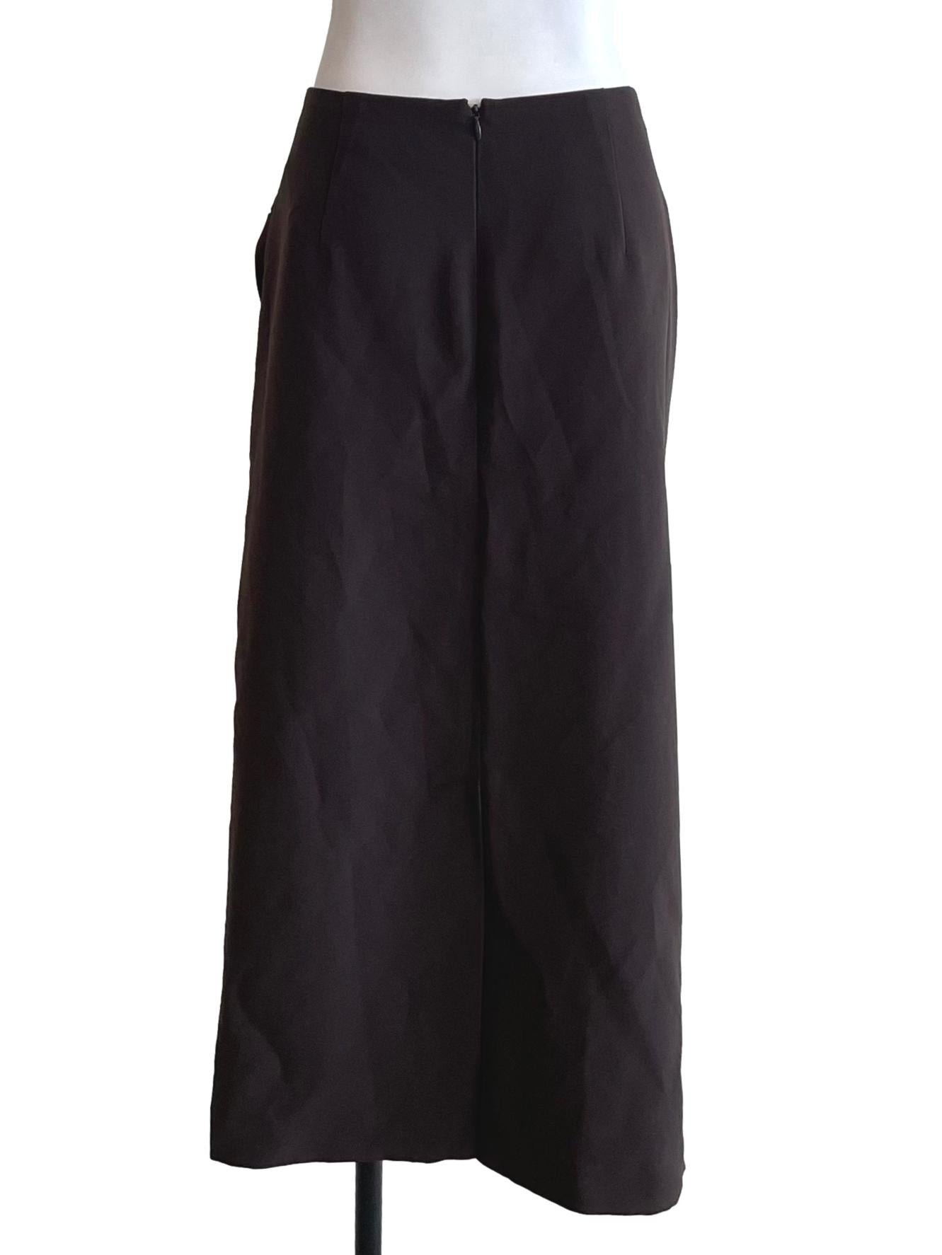 Wood Brown Draped Pencil Skirt LB