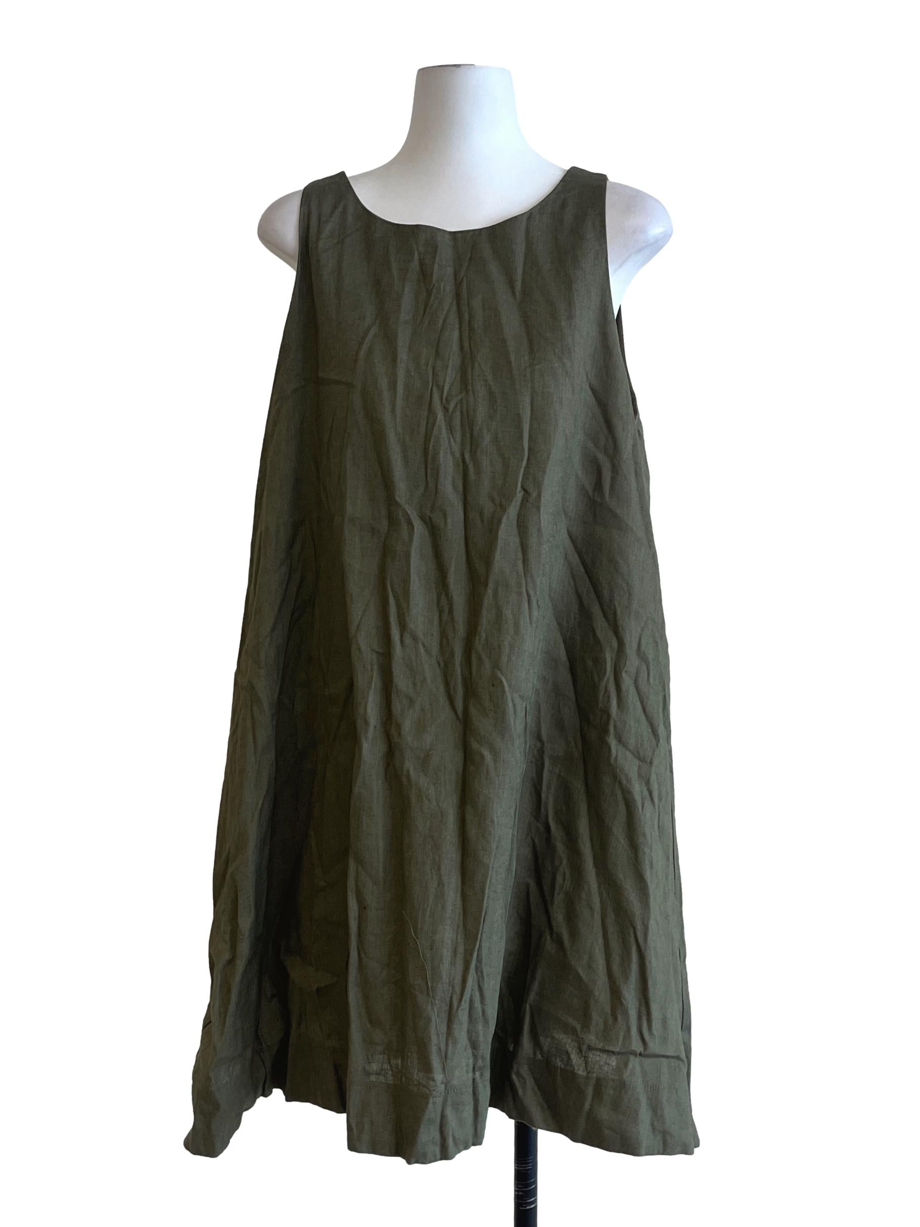 Moss Green Tunic Sleeveless Dress TEM
