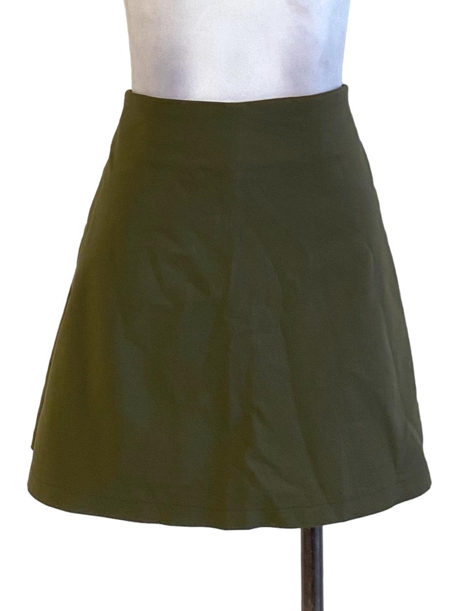 Olive Green High Waisted Mini A-Line Skirt