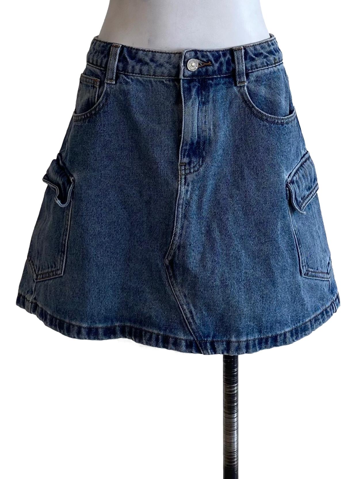 Slate Light Blue Mini Denim Skirt