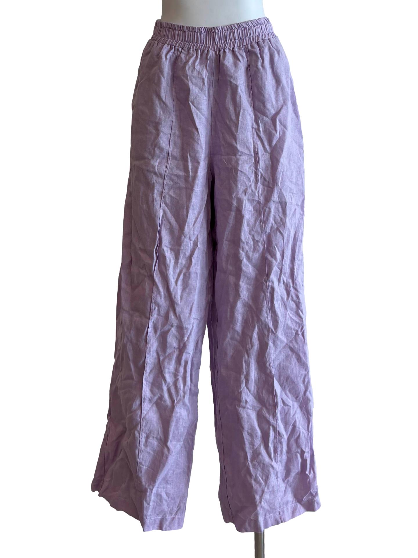 Lilac Wide Leg Linen Pants