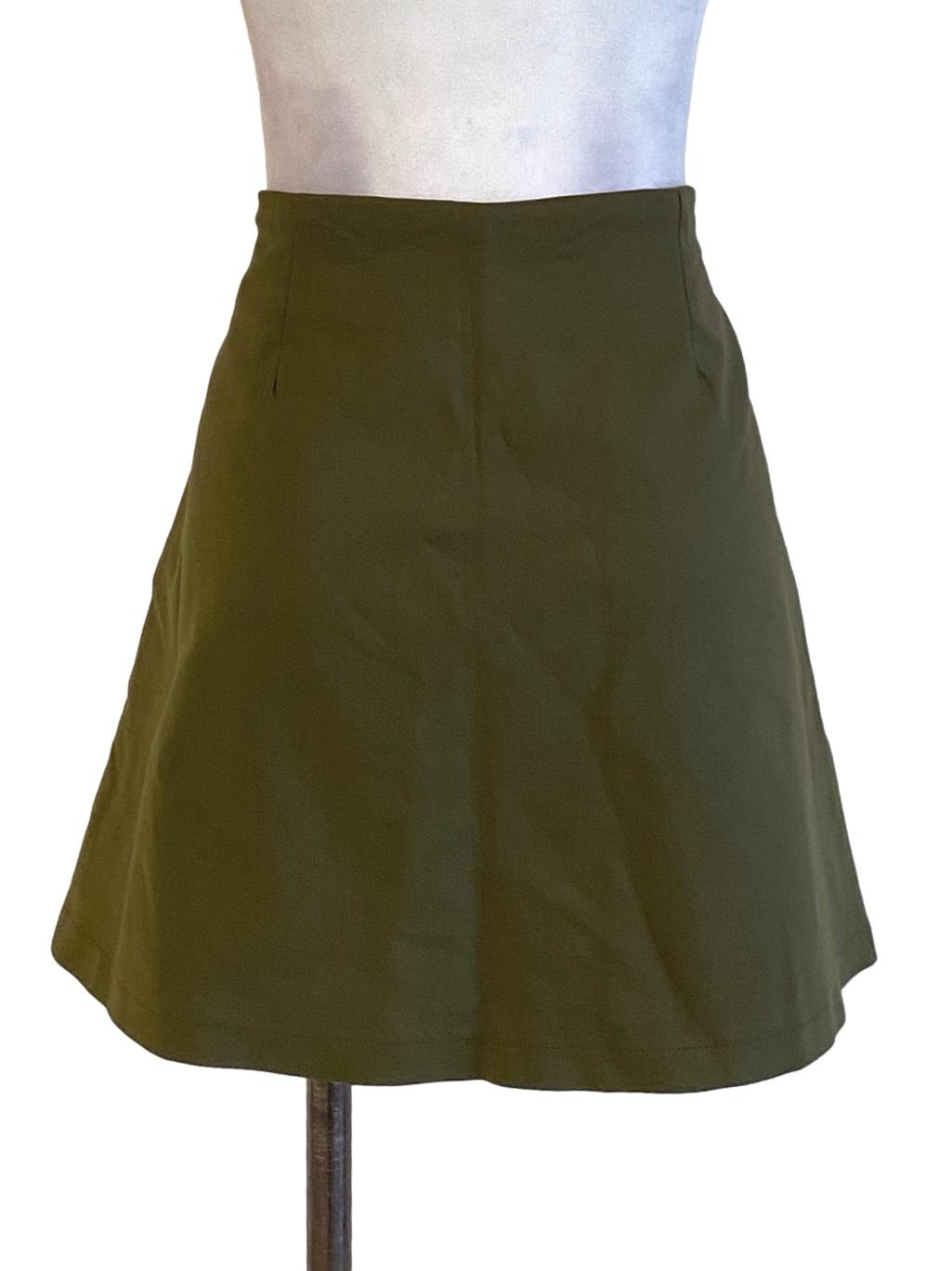 Olive Green High Waisted Mini A-Line Skirt