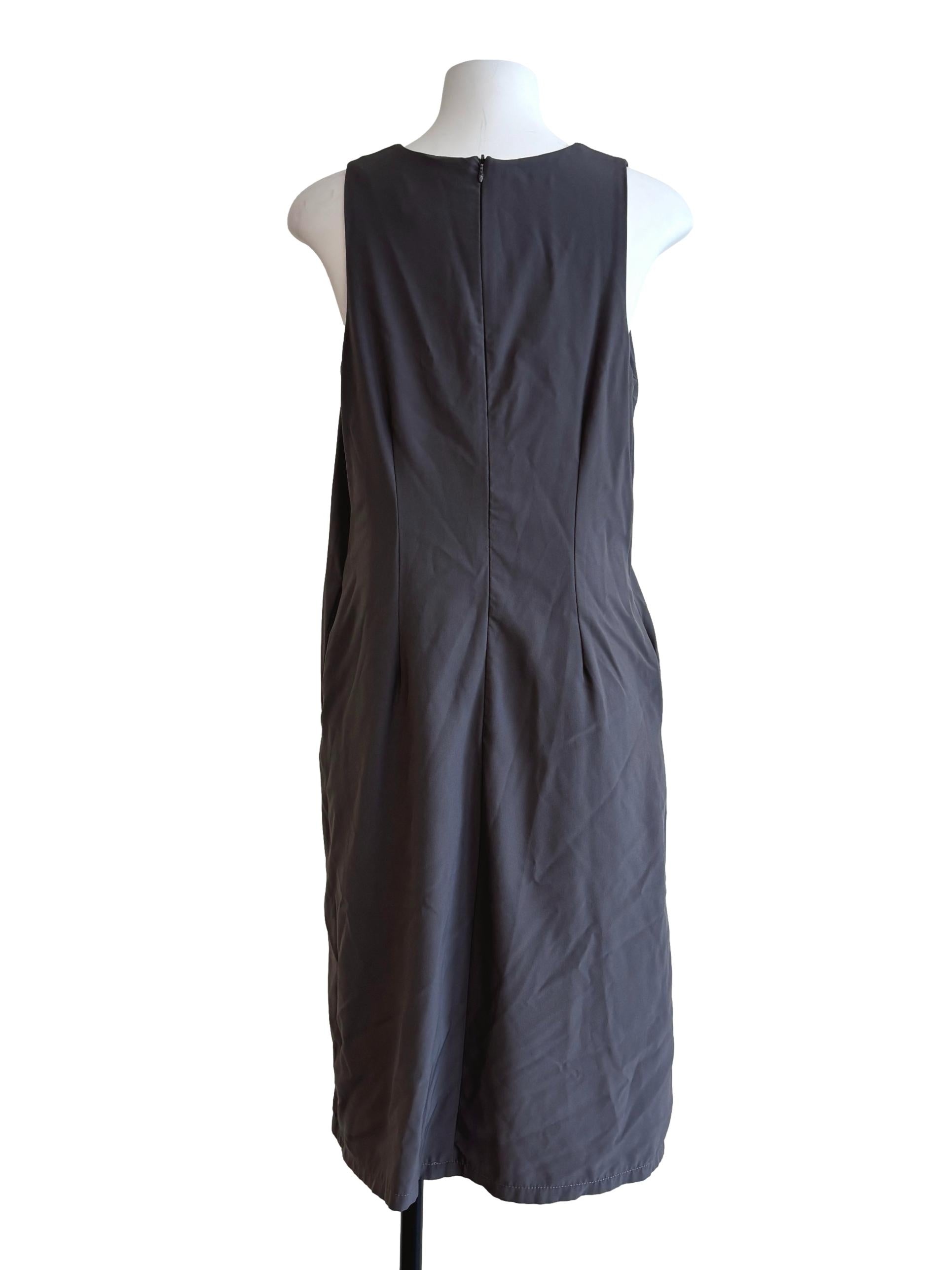 Fog Grey Pleated Shift Dress