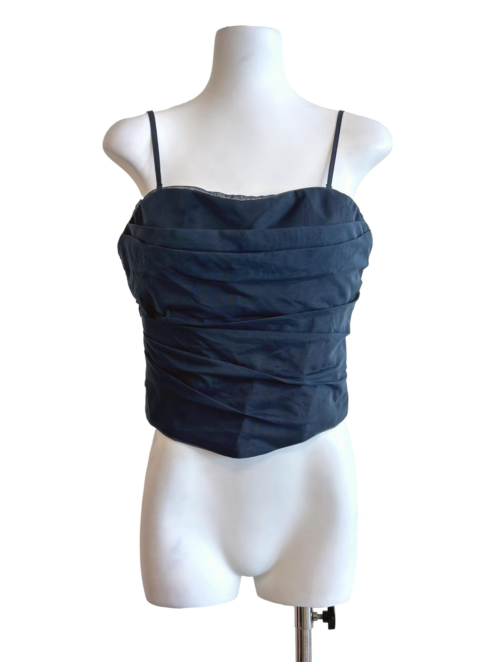 Lapis Blue Spaghetti Strap Fitted Top