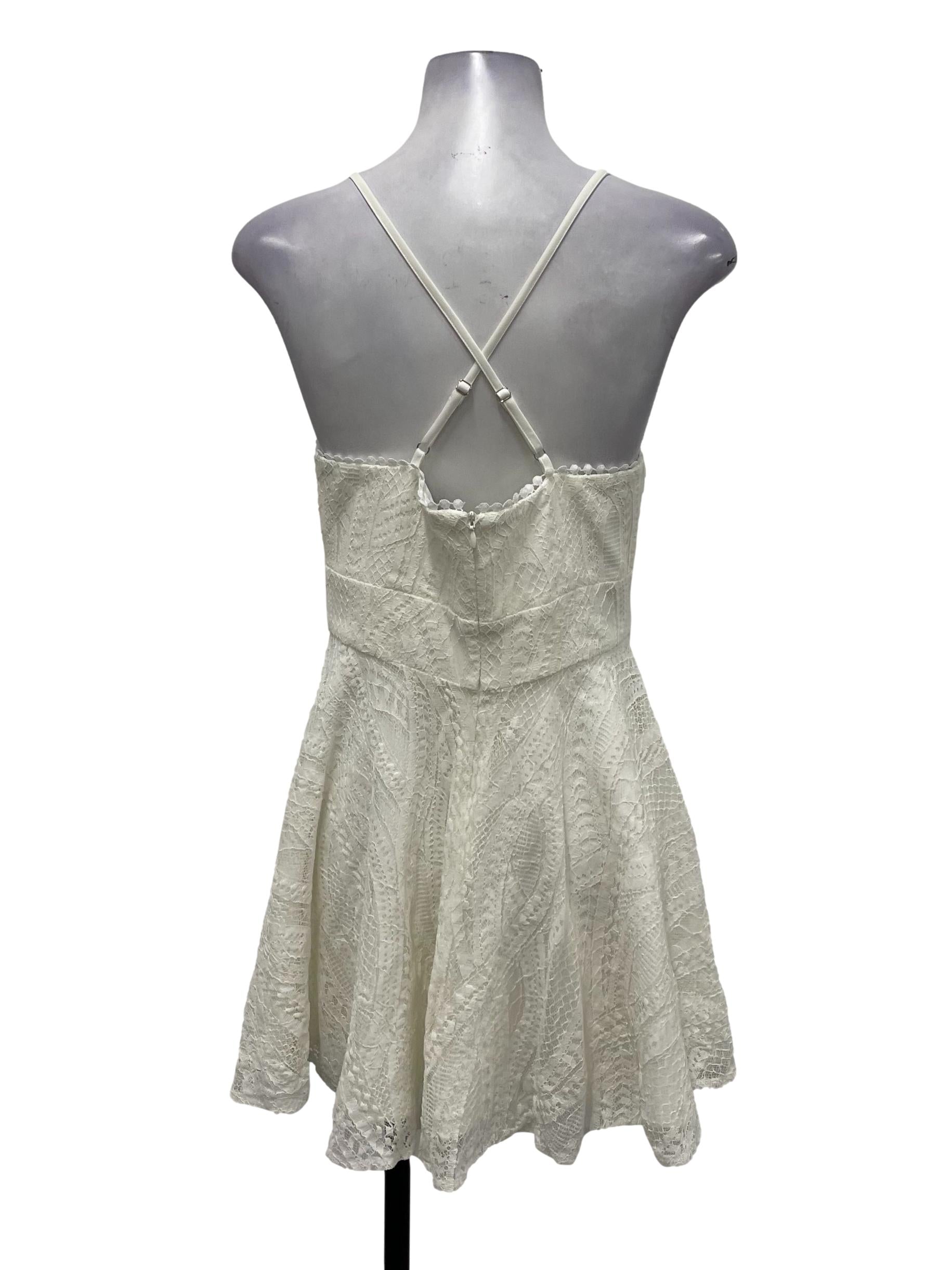 The Style Soiree White Floral Lace Halter Mini Dress