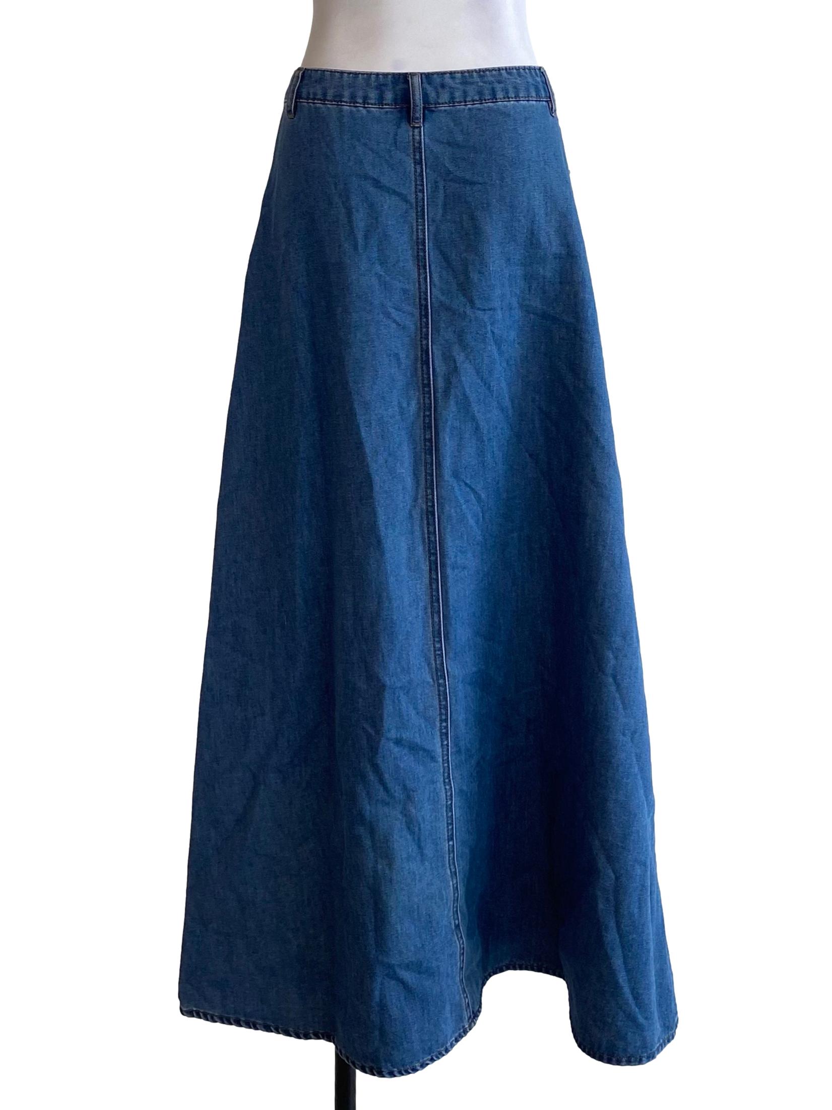 Ice Blue Denim Long Skirt
