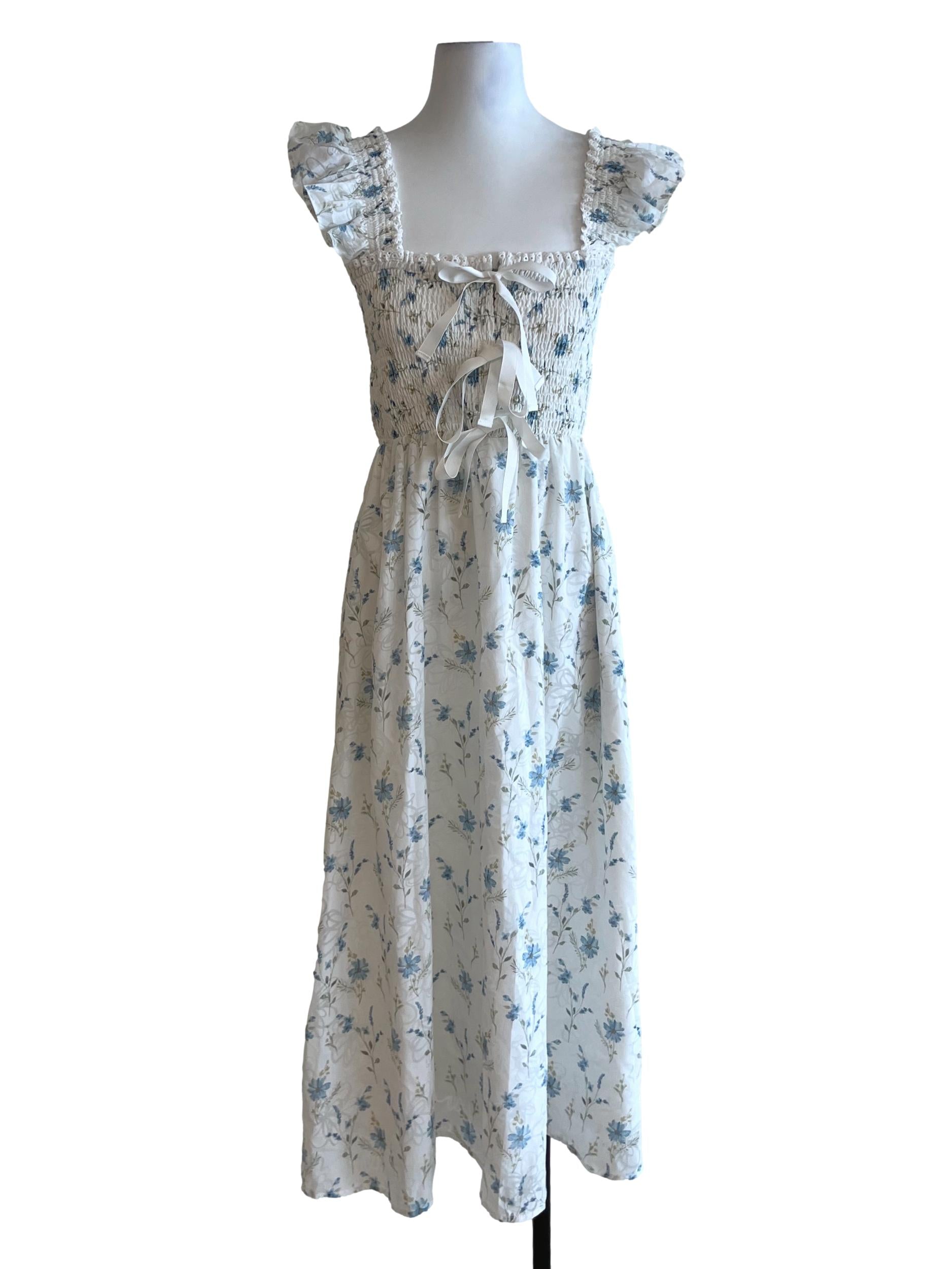 White Floral A-Line Dress