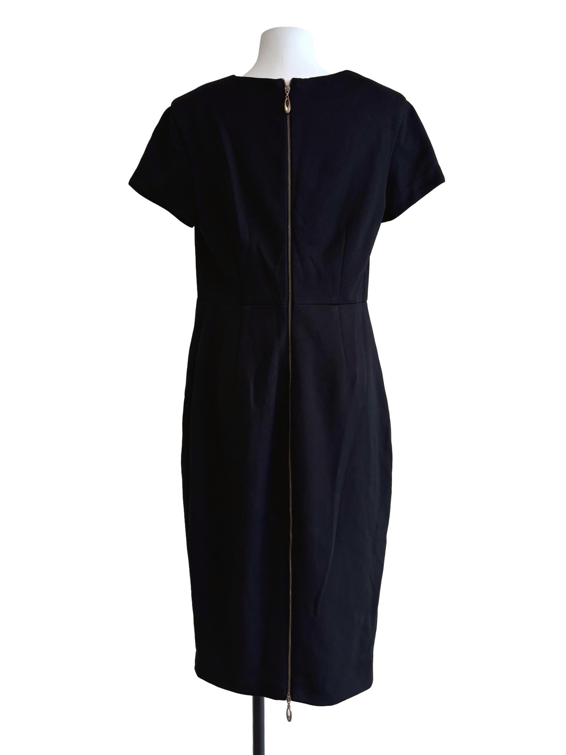 Rich Black Asymmetrical Neck Pencil Dress