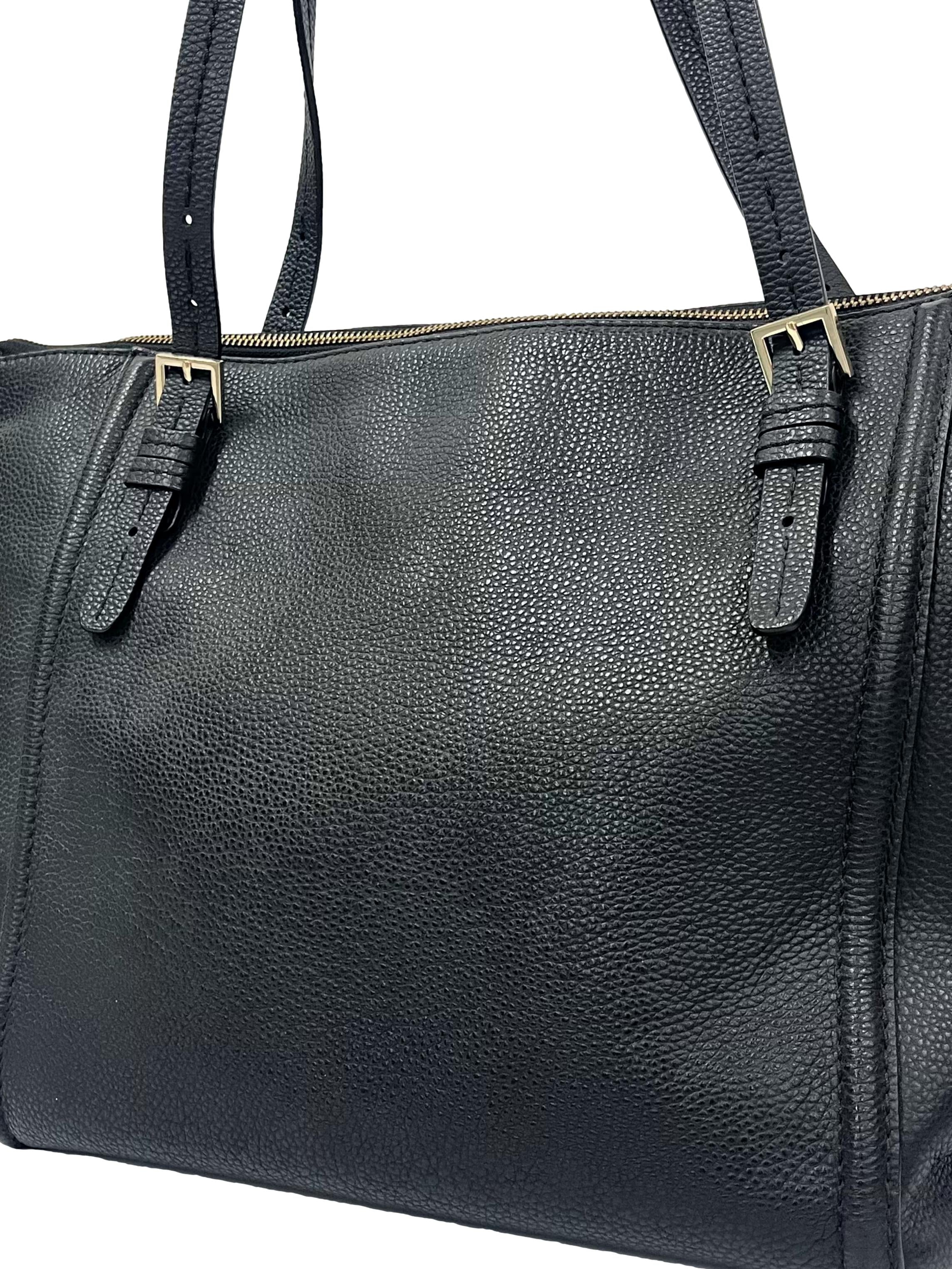 Black Pebbled Leather New York Orchard Street Maya Tote Bag