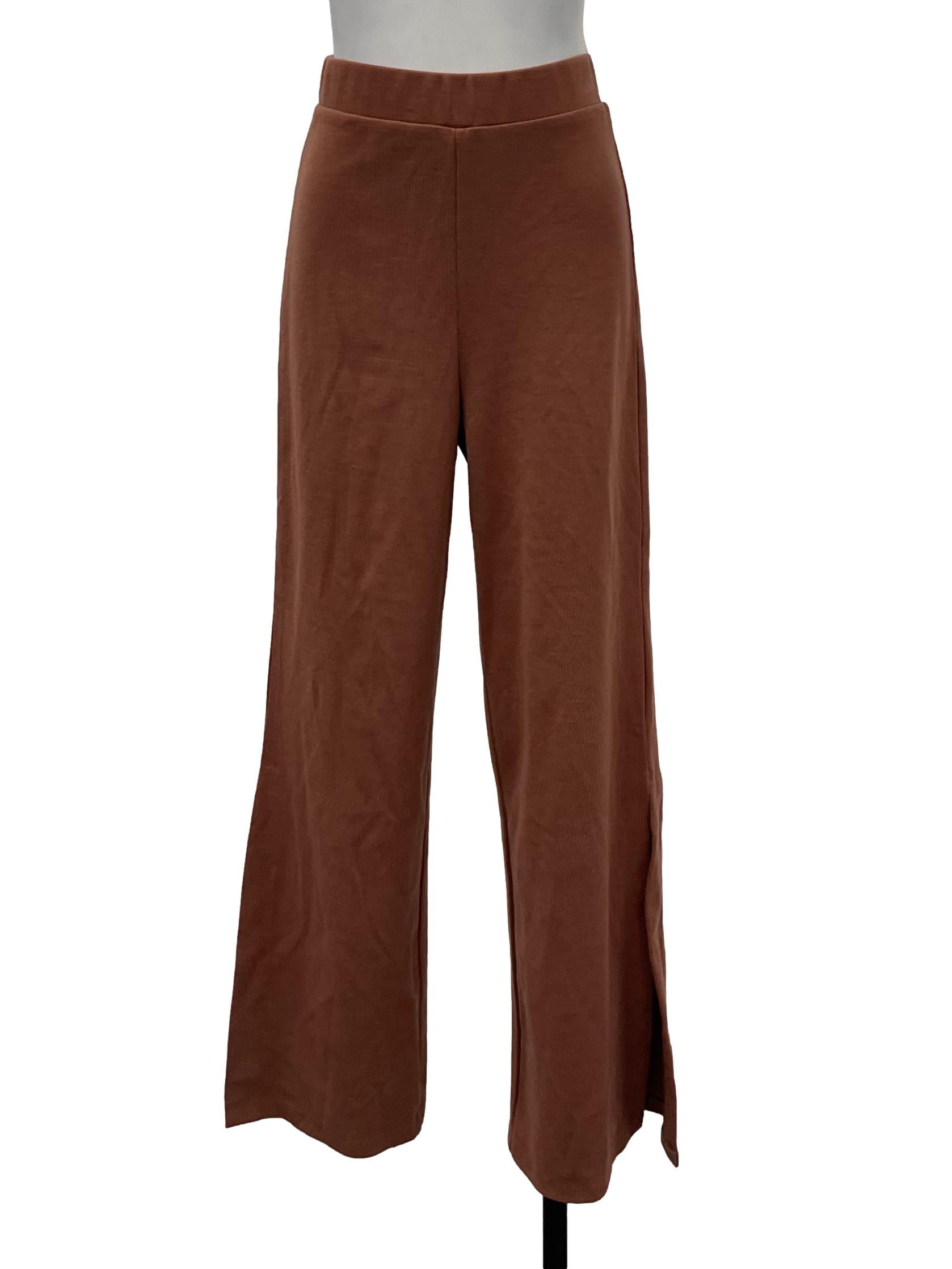 Muted Red Ribbed Pants