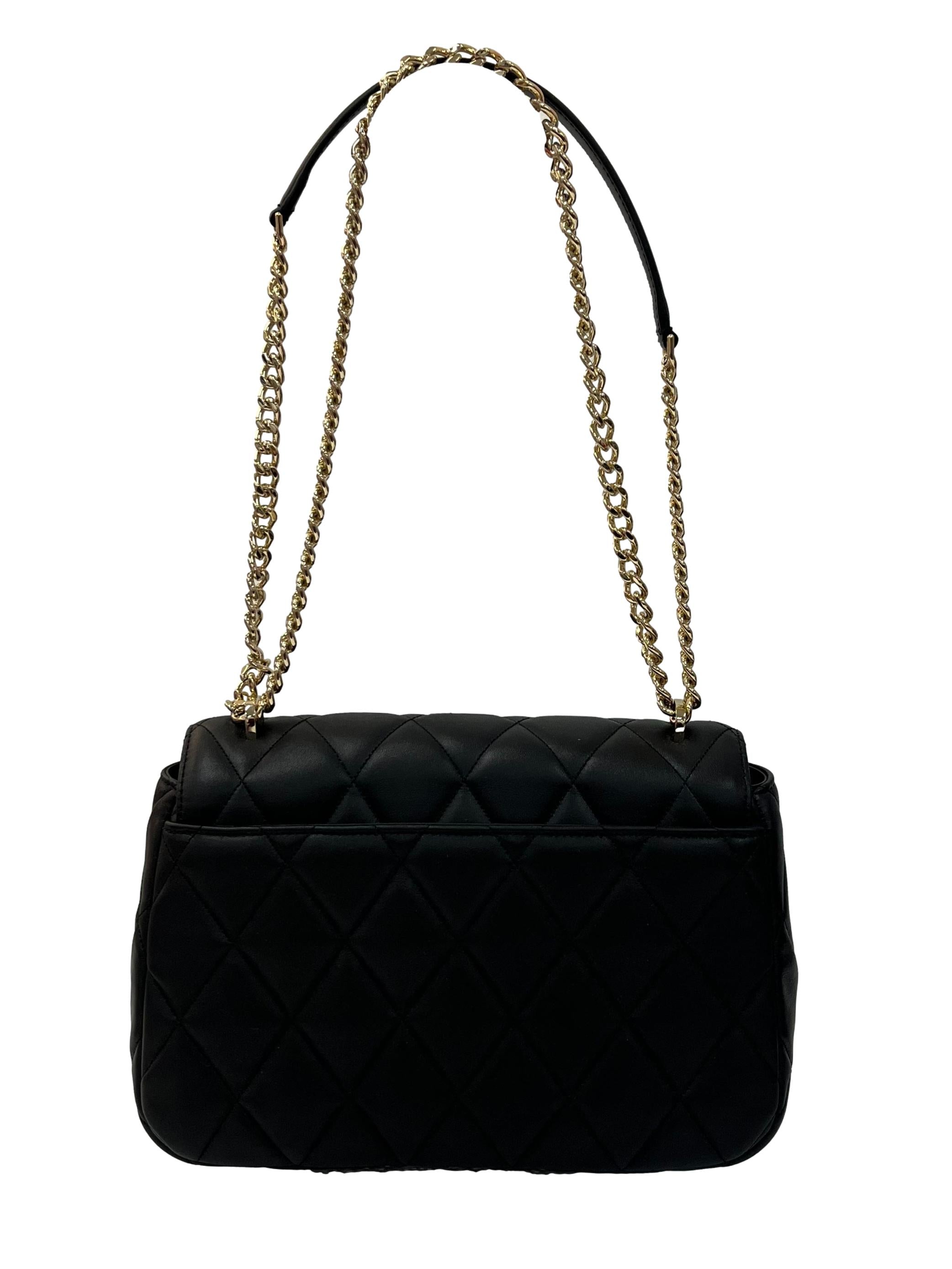 Black Leather Carey Medium Quilted Shoulder Bag CSN