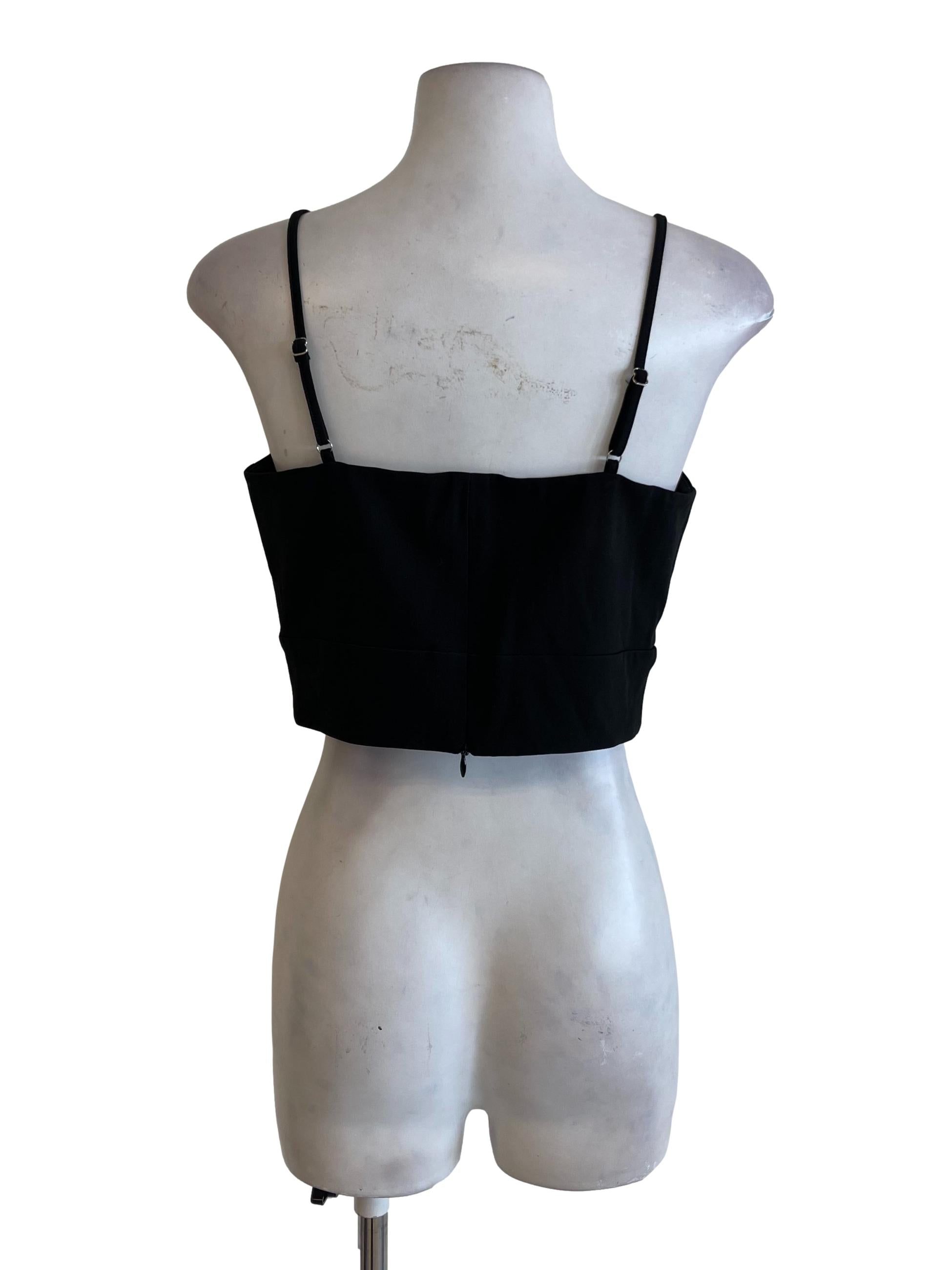 Black Square Neck Spaghetti Strap Crop Top