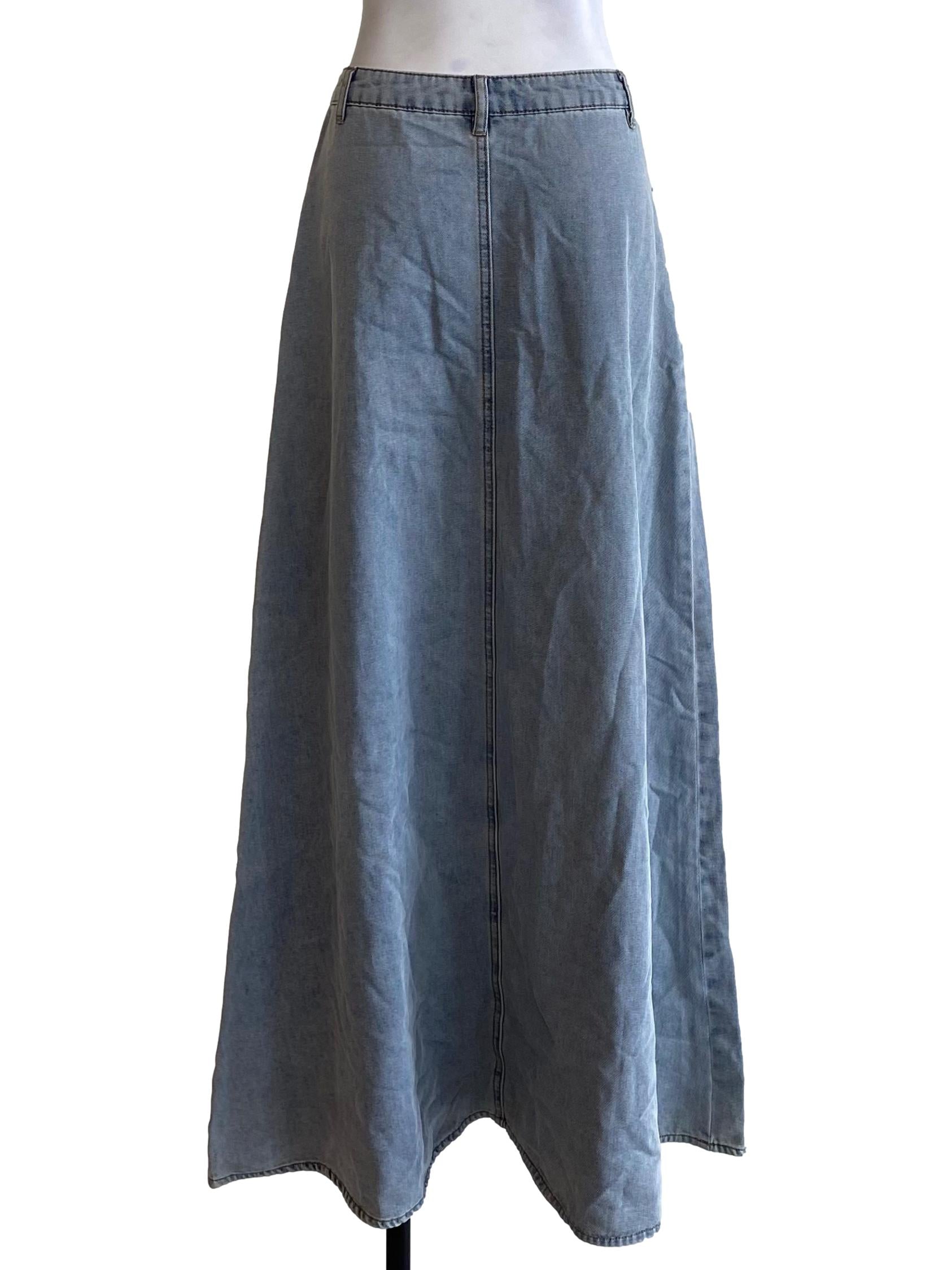Pale Blue Denim Long Skirt