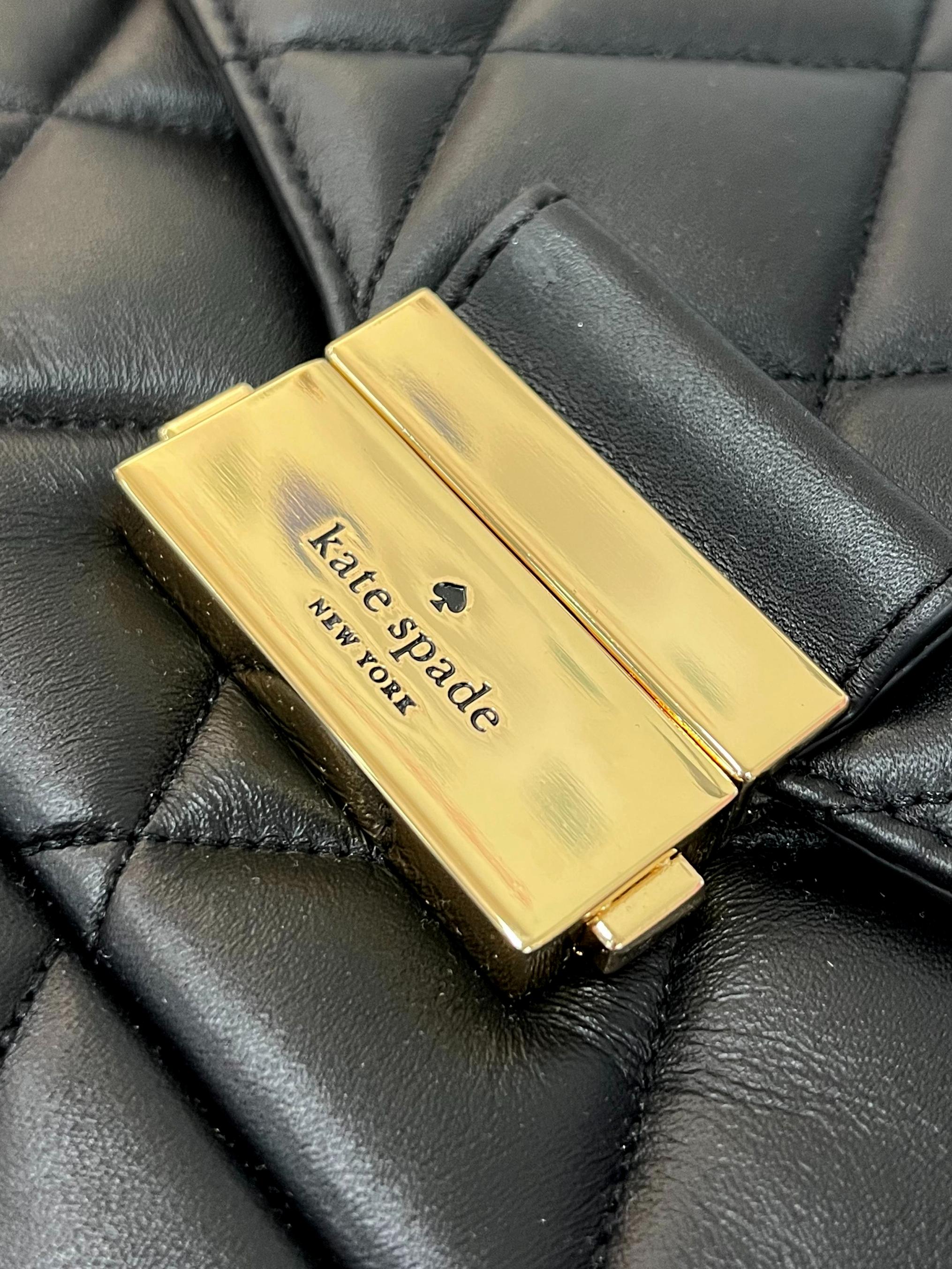 Black Leather Carey Medium Quilted Shoulder Bag CSN