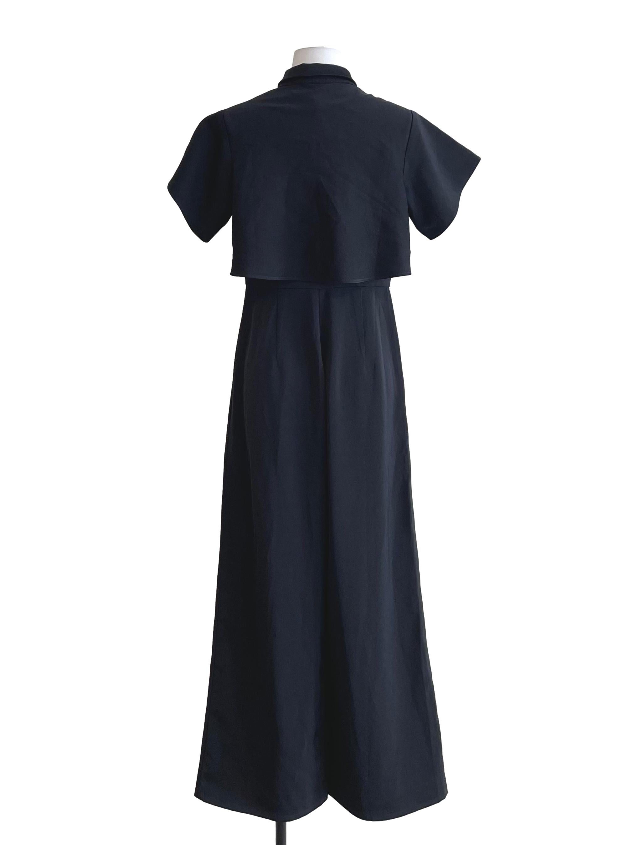 Navy Back Zip Up Shirt Jumpsuit LB