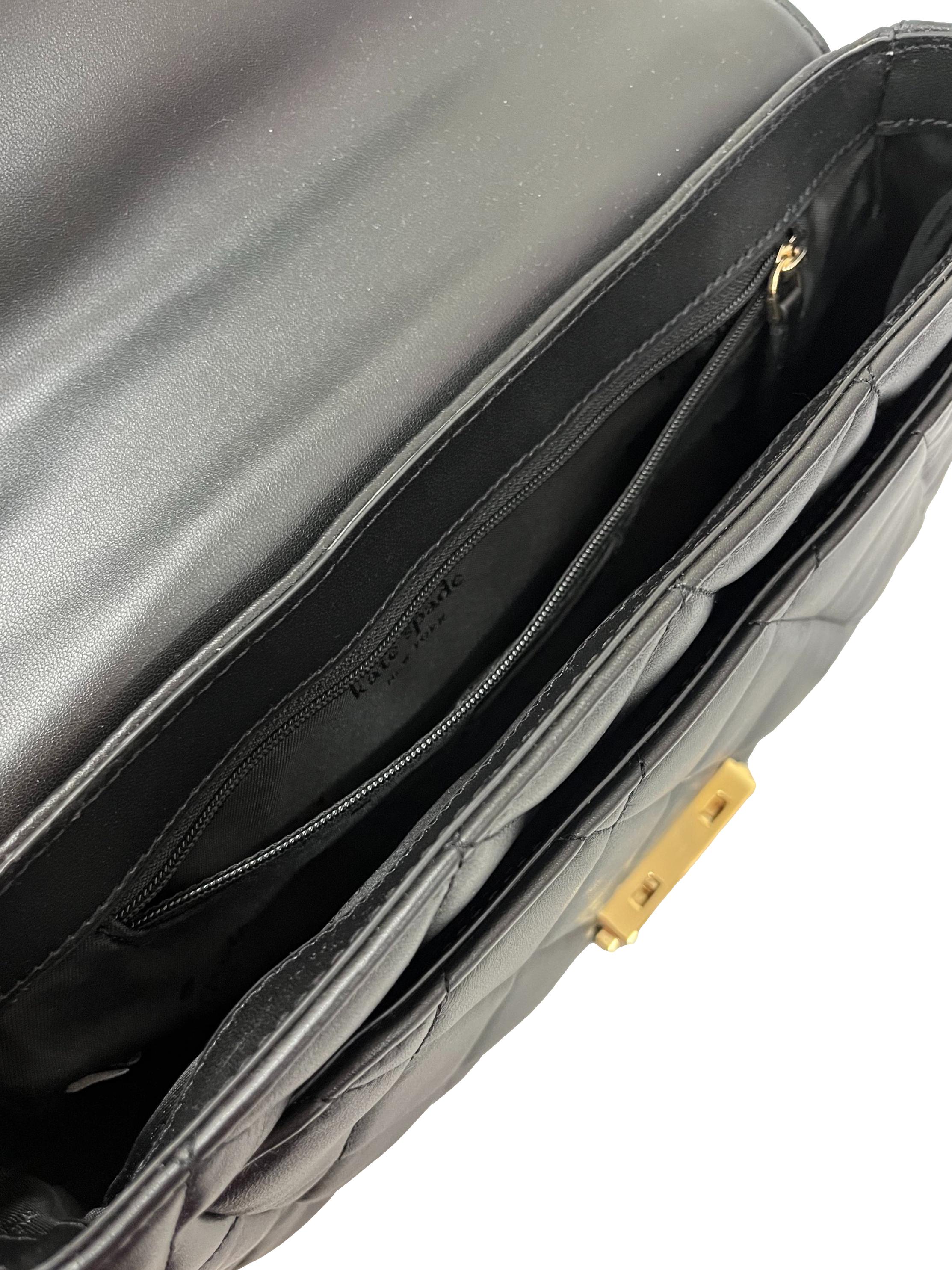 Black Leather Carey Medium Quilted Shoulder Bag CSN