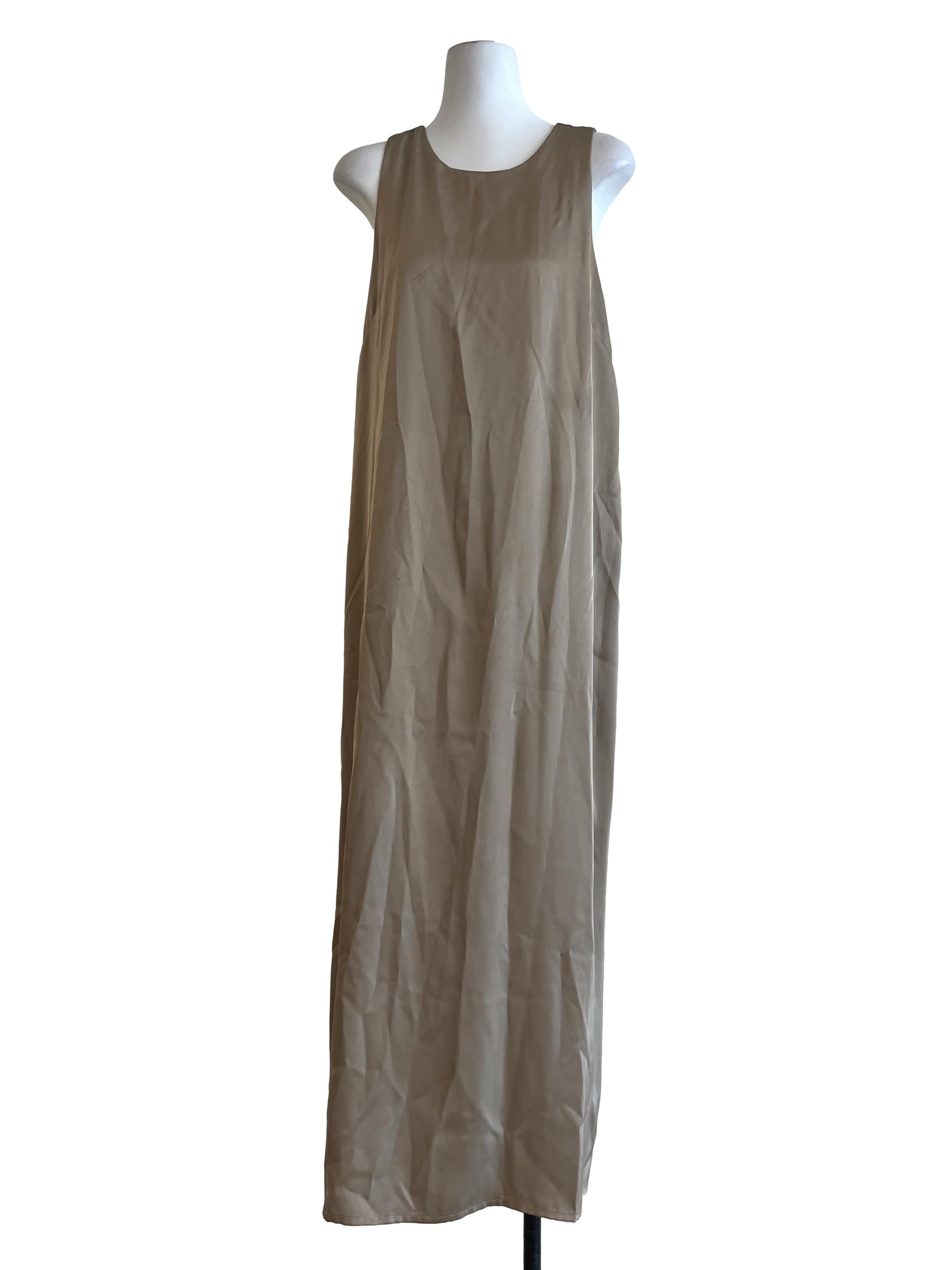 Taupe Brown Racer Back Sleeveless Dress TEM
